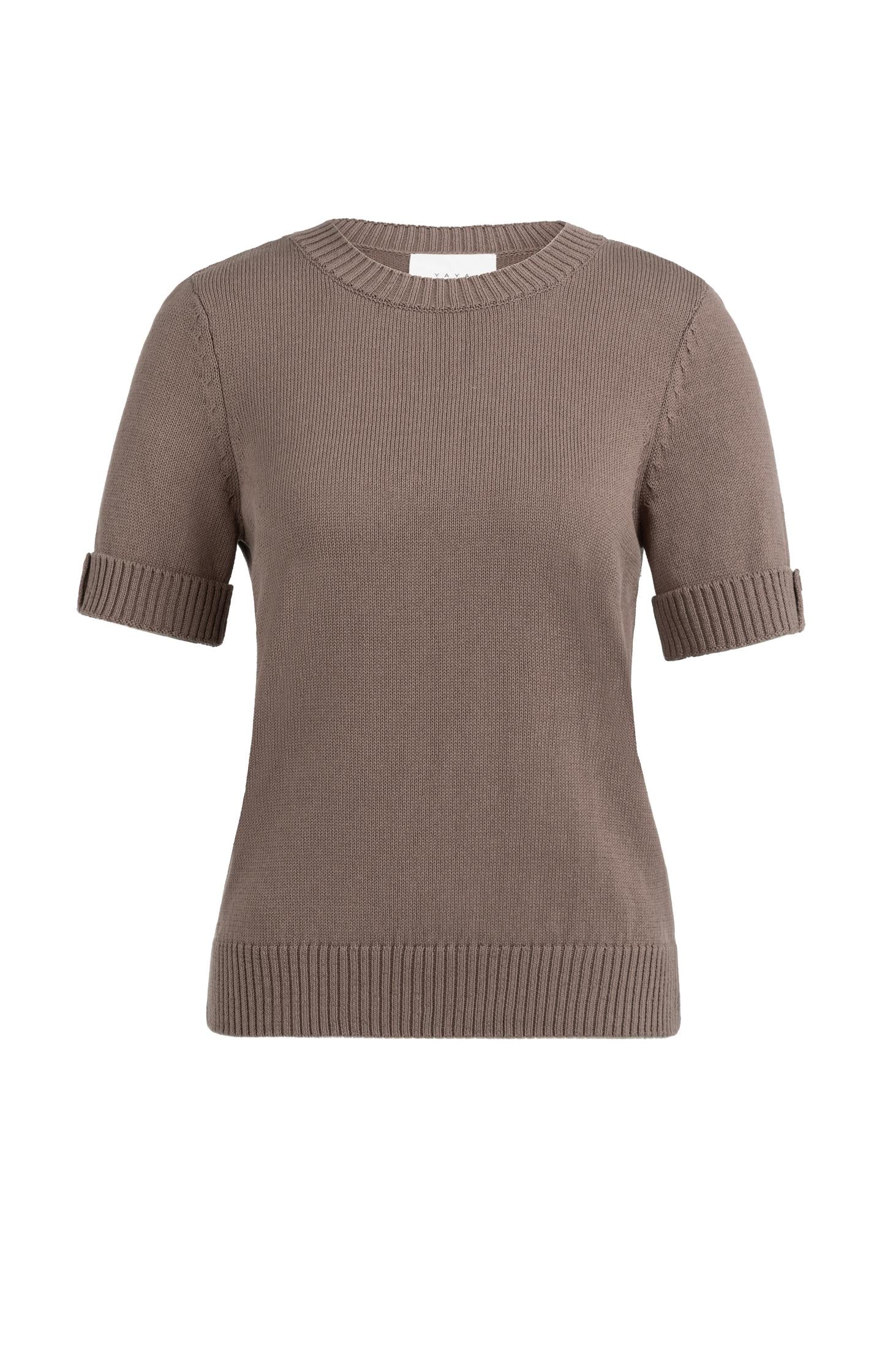 Knitted sweater with rolled-up short sleeves - Image 5