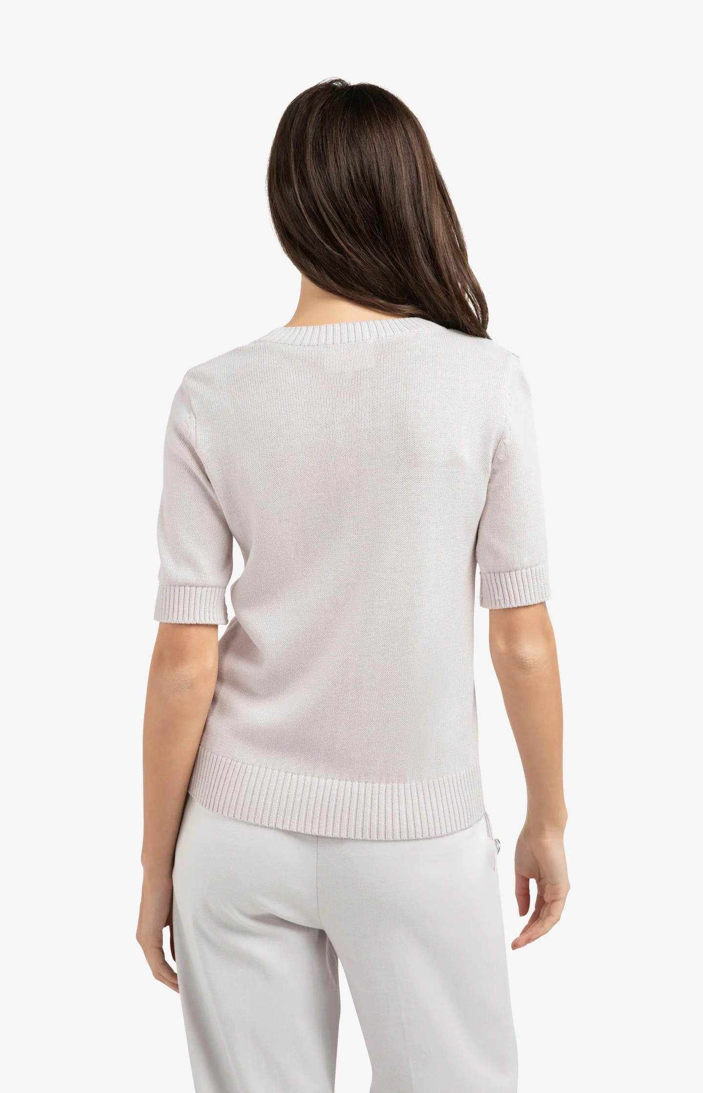 Knitted sweater with rolled-up short sleeves - Image 5