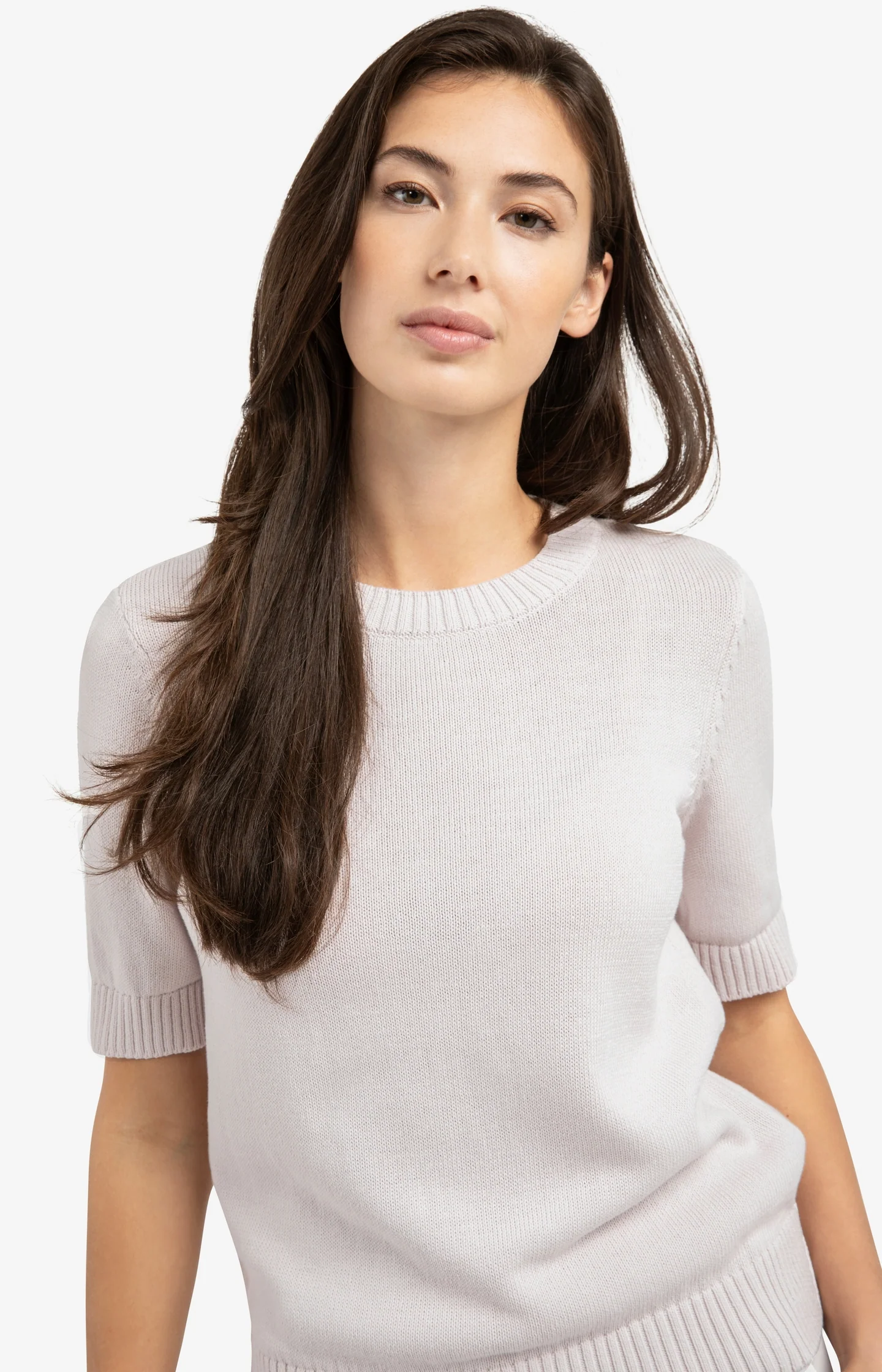 Knitted sweater with rolled-up short sleeves - Image 6
