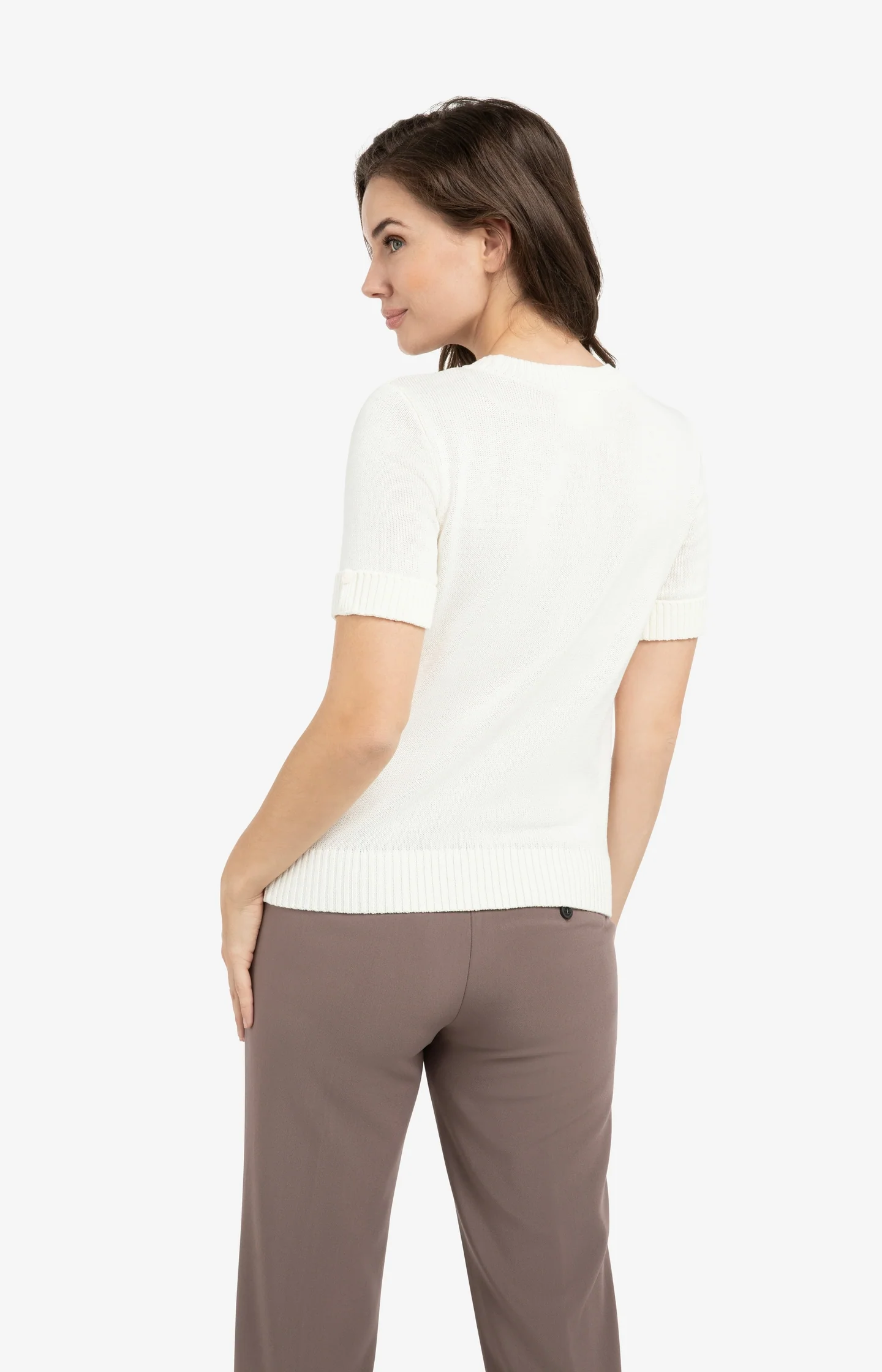 Knitted sweater with rolled-up short sleeves - Image 4