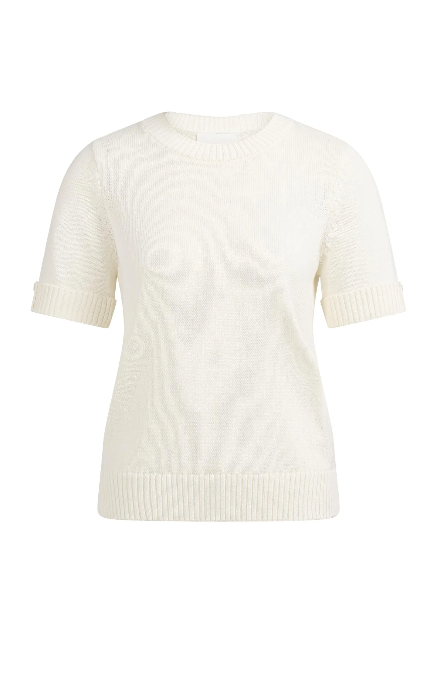 Knitted sweater with rolled-up short sleeves - Image 5