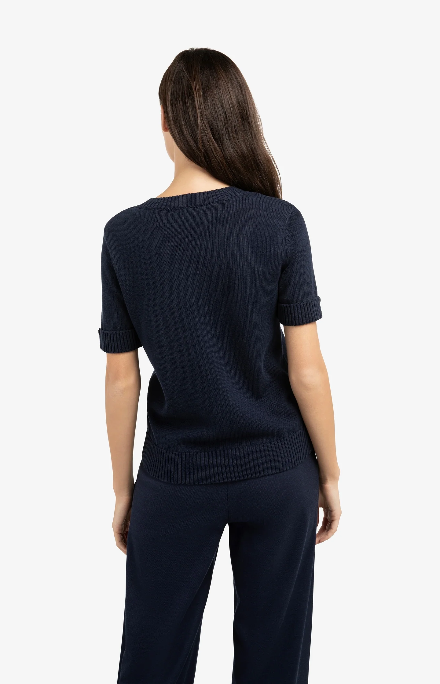 Knitted sweater with rolled-up short sleeves - Image 3