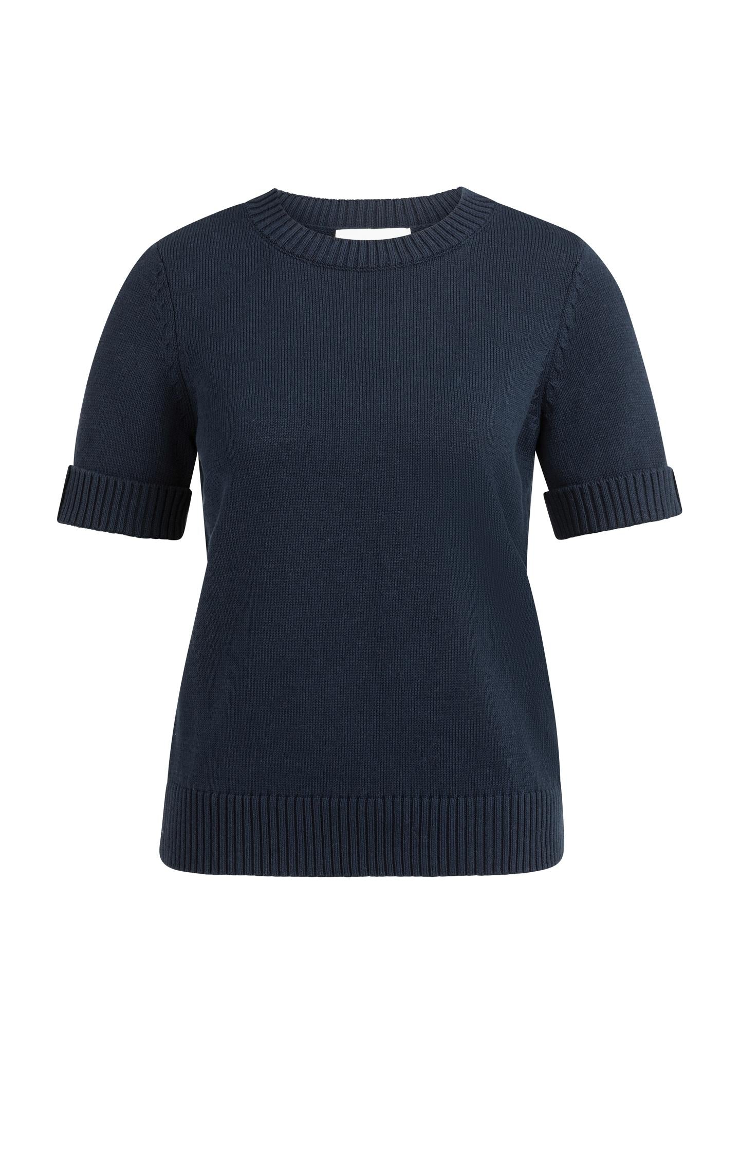 Knitted sweater with rolled-up short sleeves - Image 4