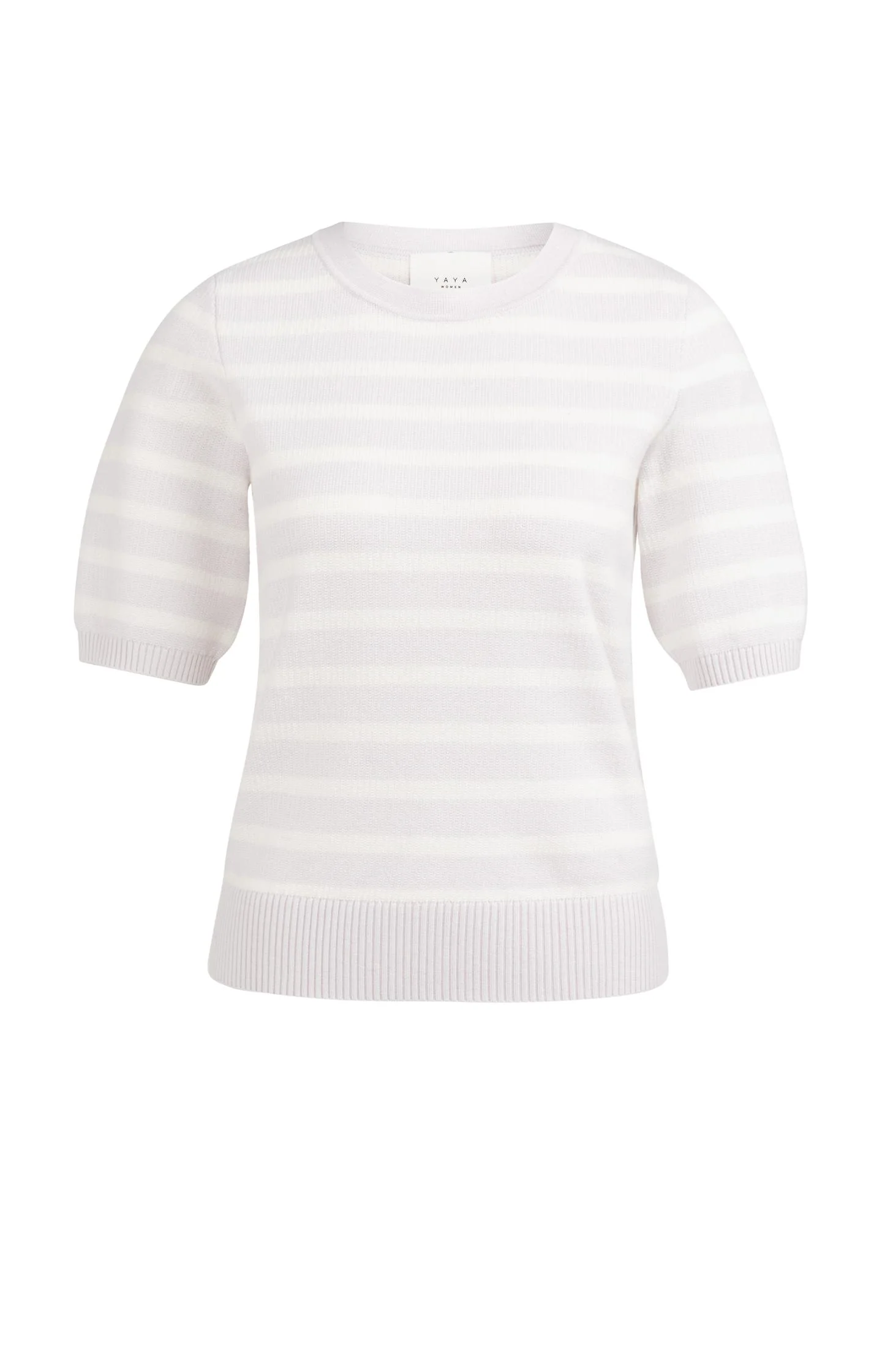 Knitted sweater with stripe pattern and short sleeves - Image 2