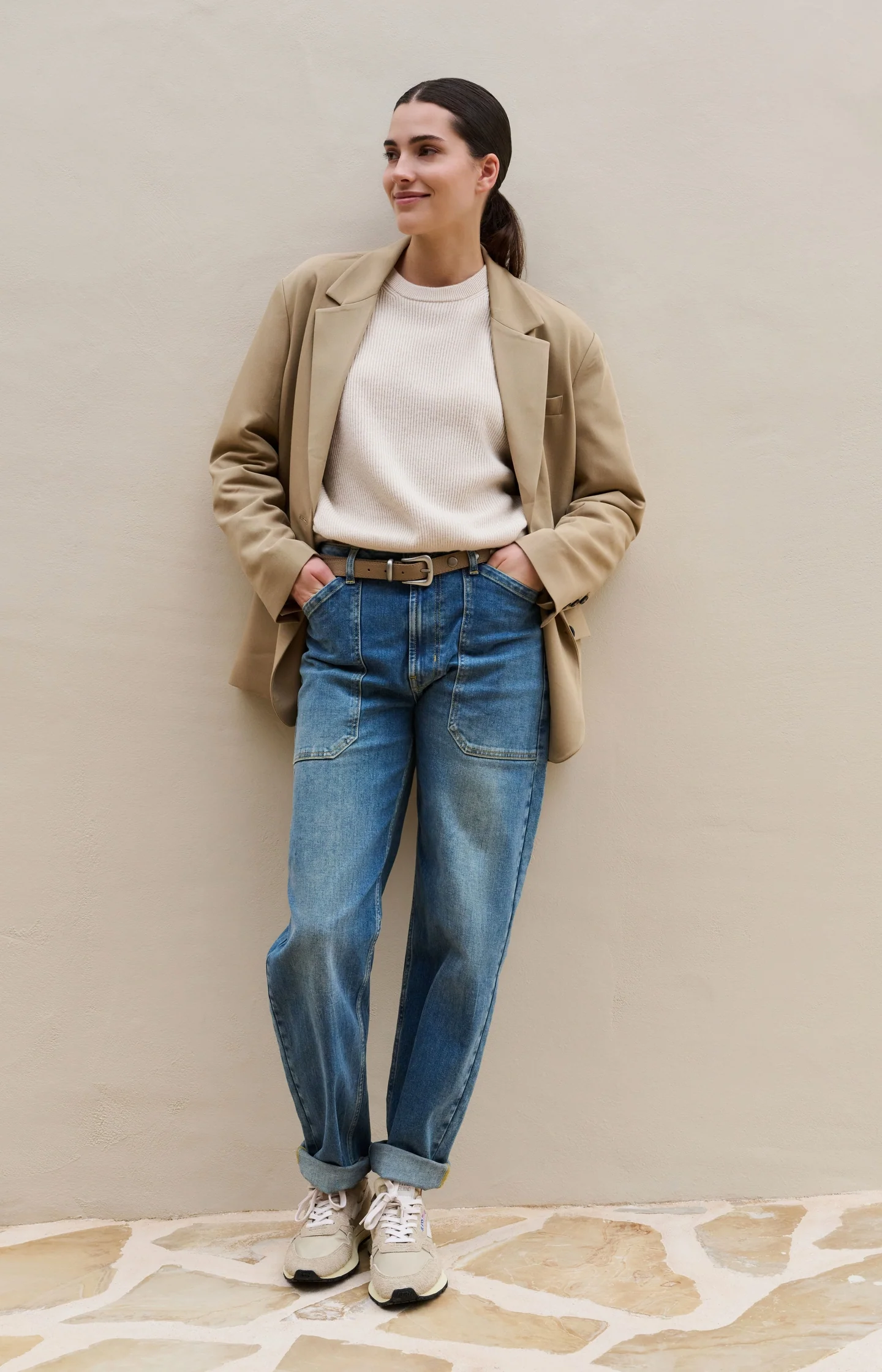 Knitted sweater with tie details at the hem - Image 6