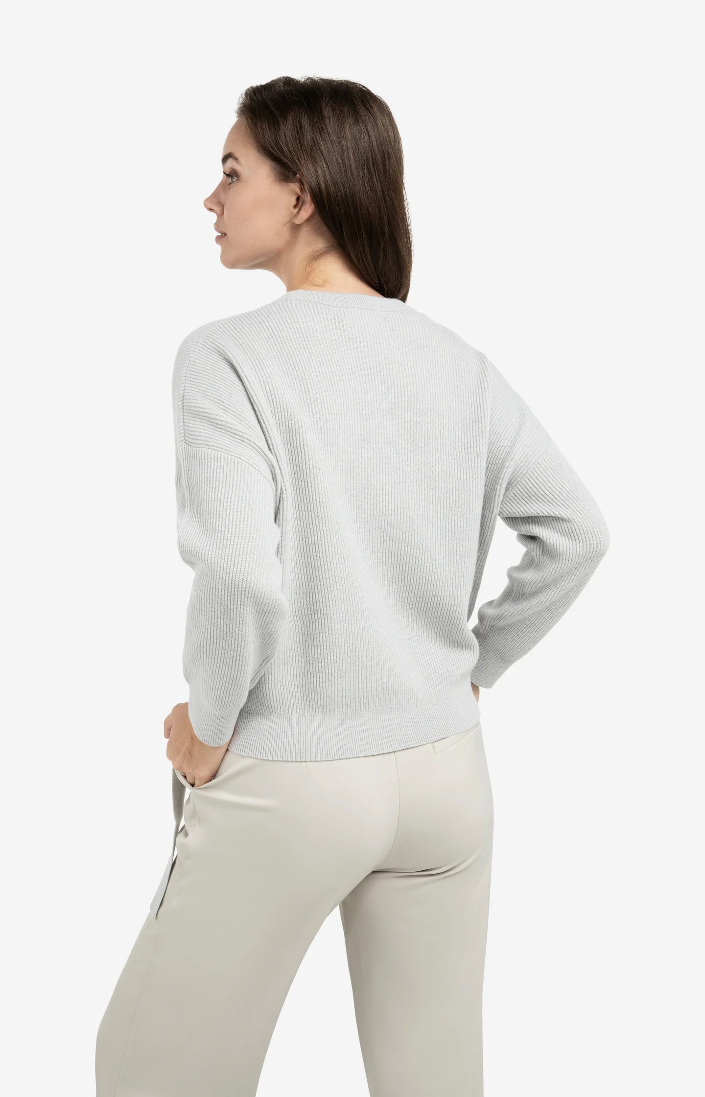 Knitted sweater with tie details at the hem - Image 4