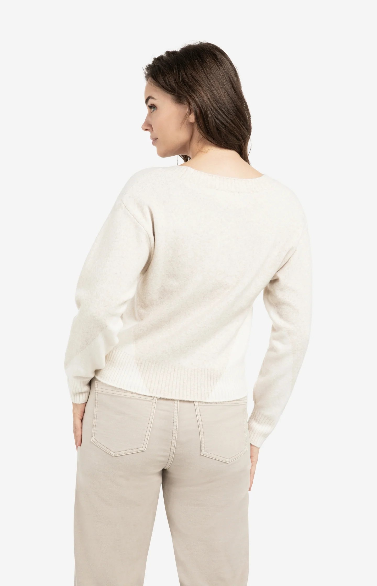 Knitted sweater with V-neck and colorblock effect - Image 3