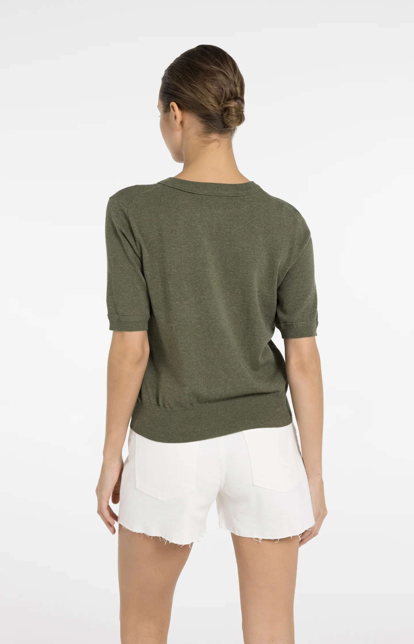 Knitted top with short sleeves and ribbed trims - Image 4