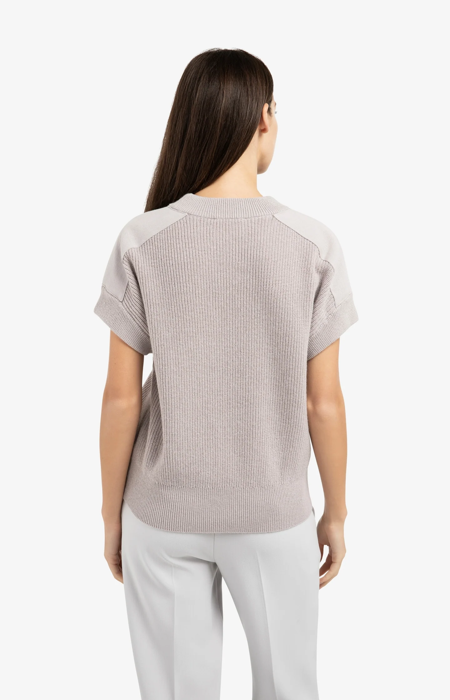 Knitted top with woven shoulder details - Image 4