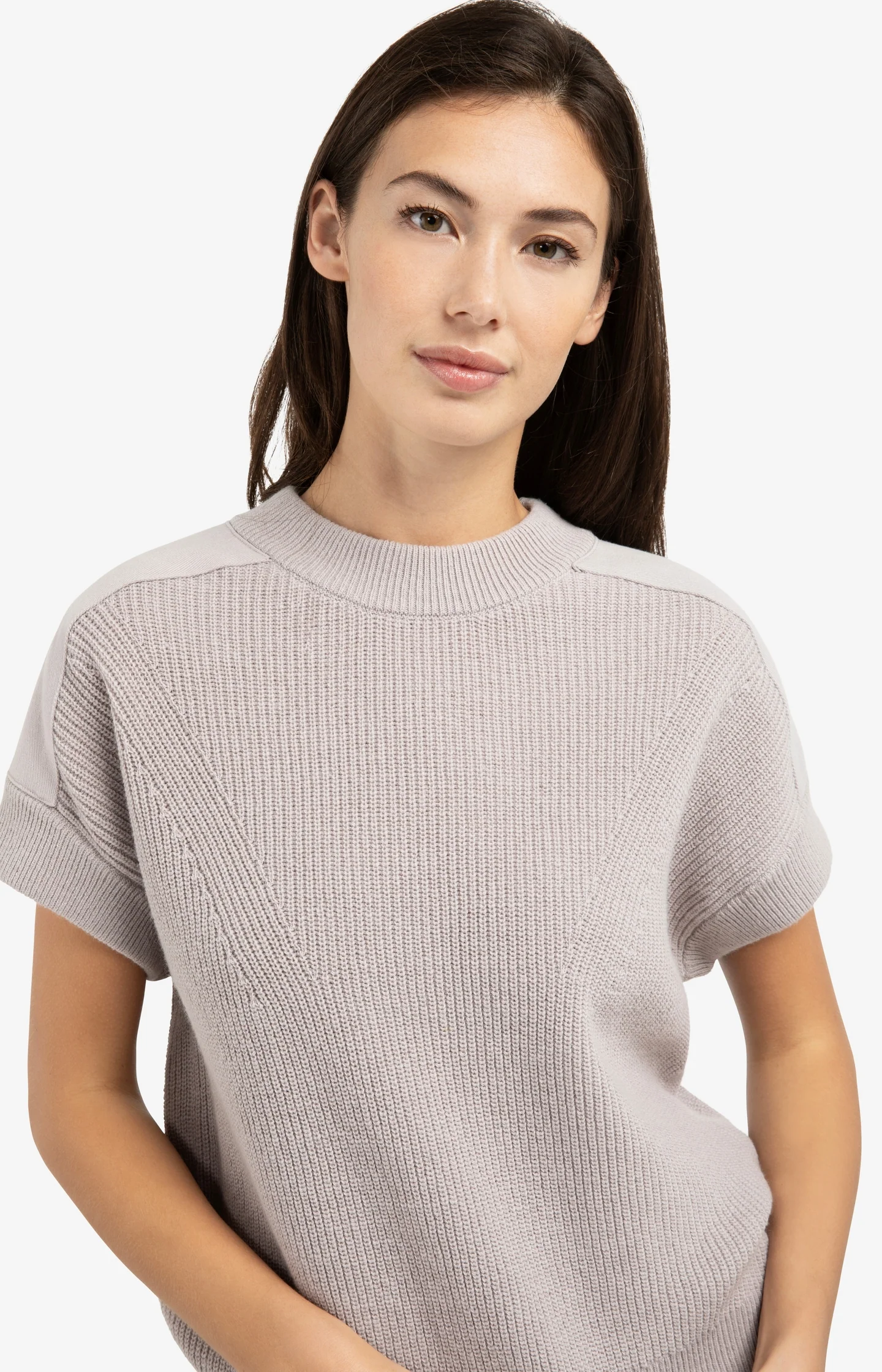 Knitted top with woven shoulder details - Image 5