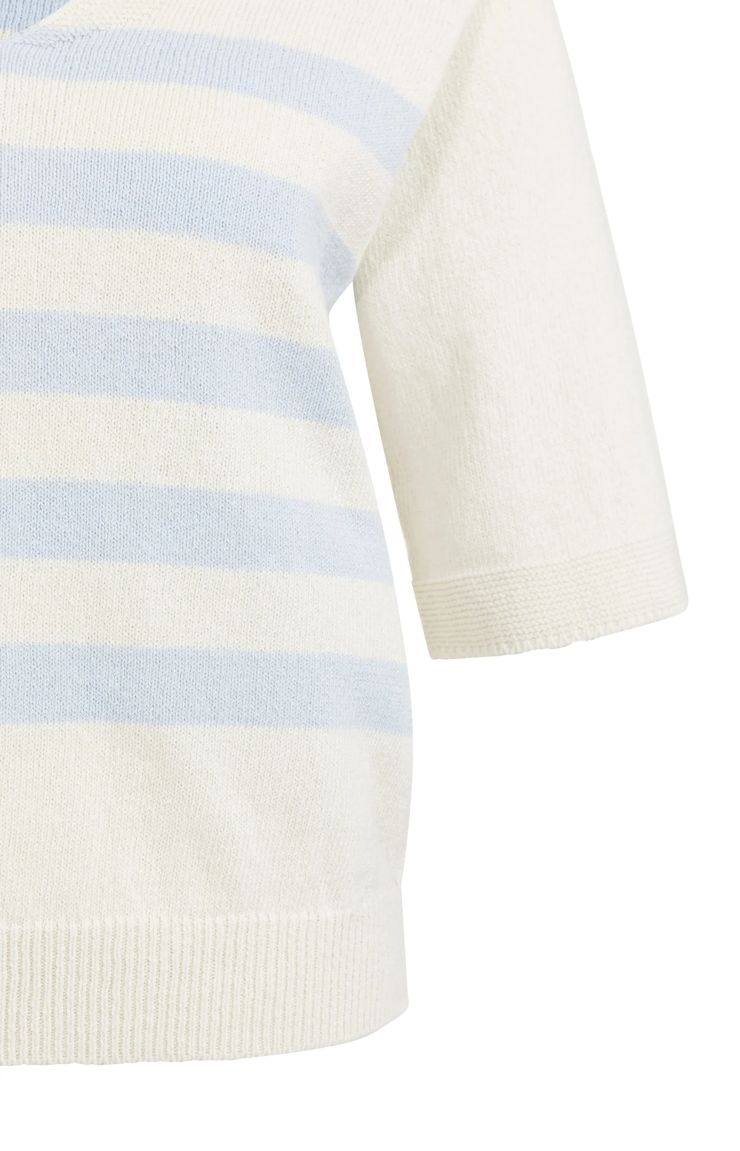 Knitted V-neck sweater with light blue stripes - Image 7