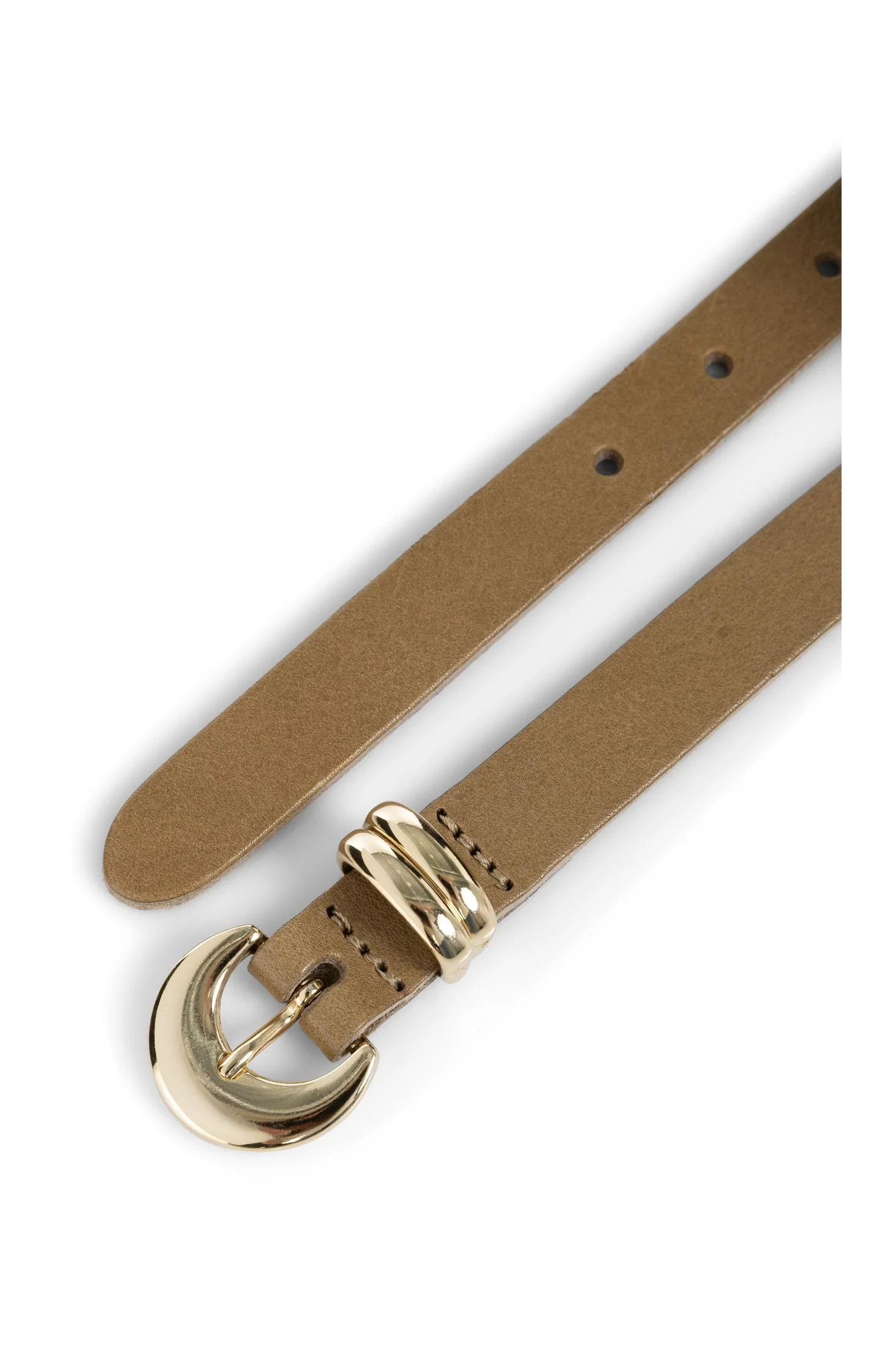 Leather belt with gold-colored moon buckle - Image 2