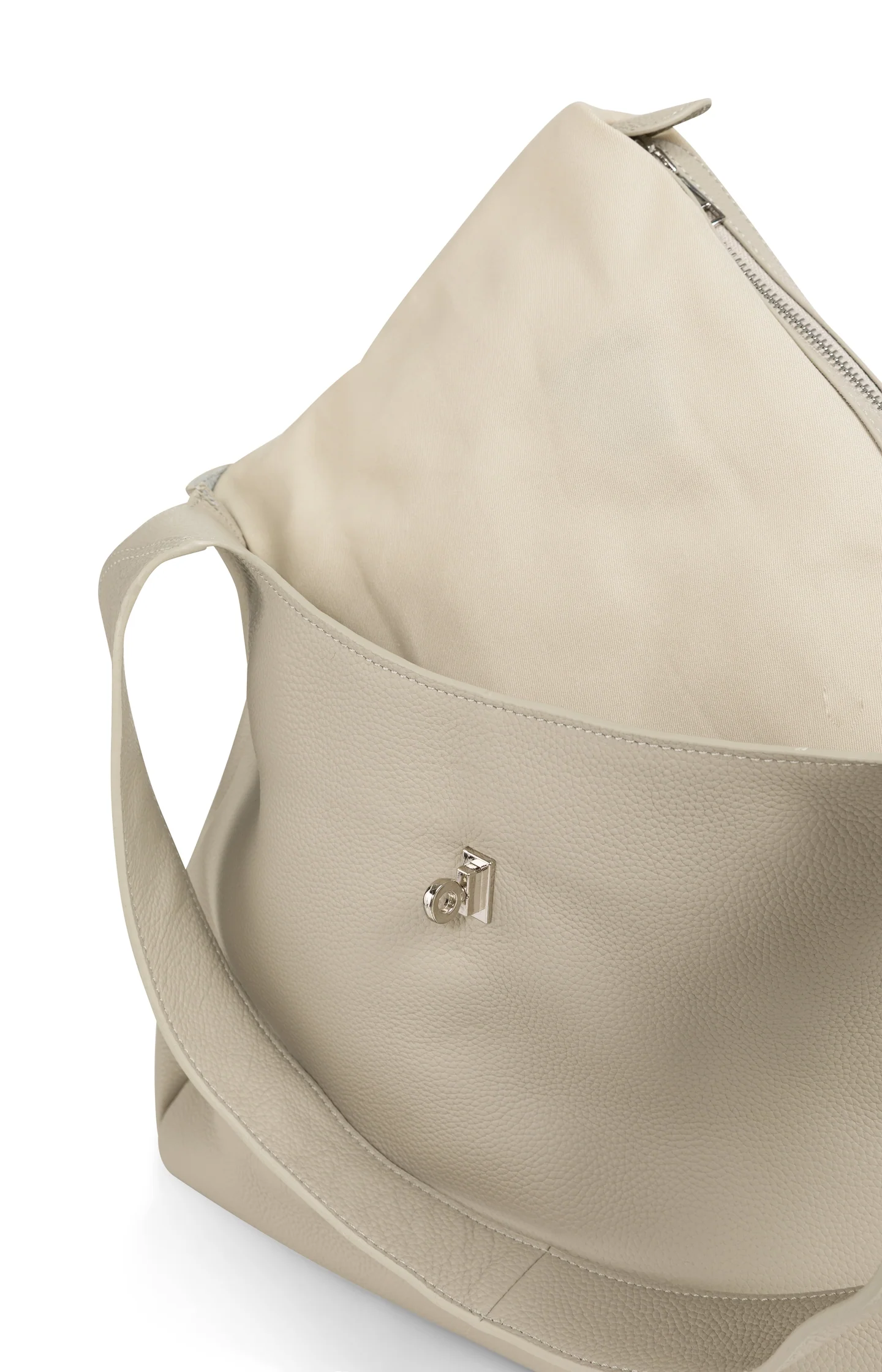 Leather shopper with wide handles and twist lock - Image 5
