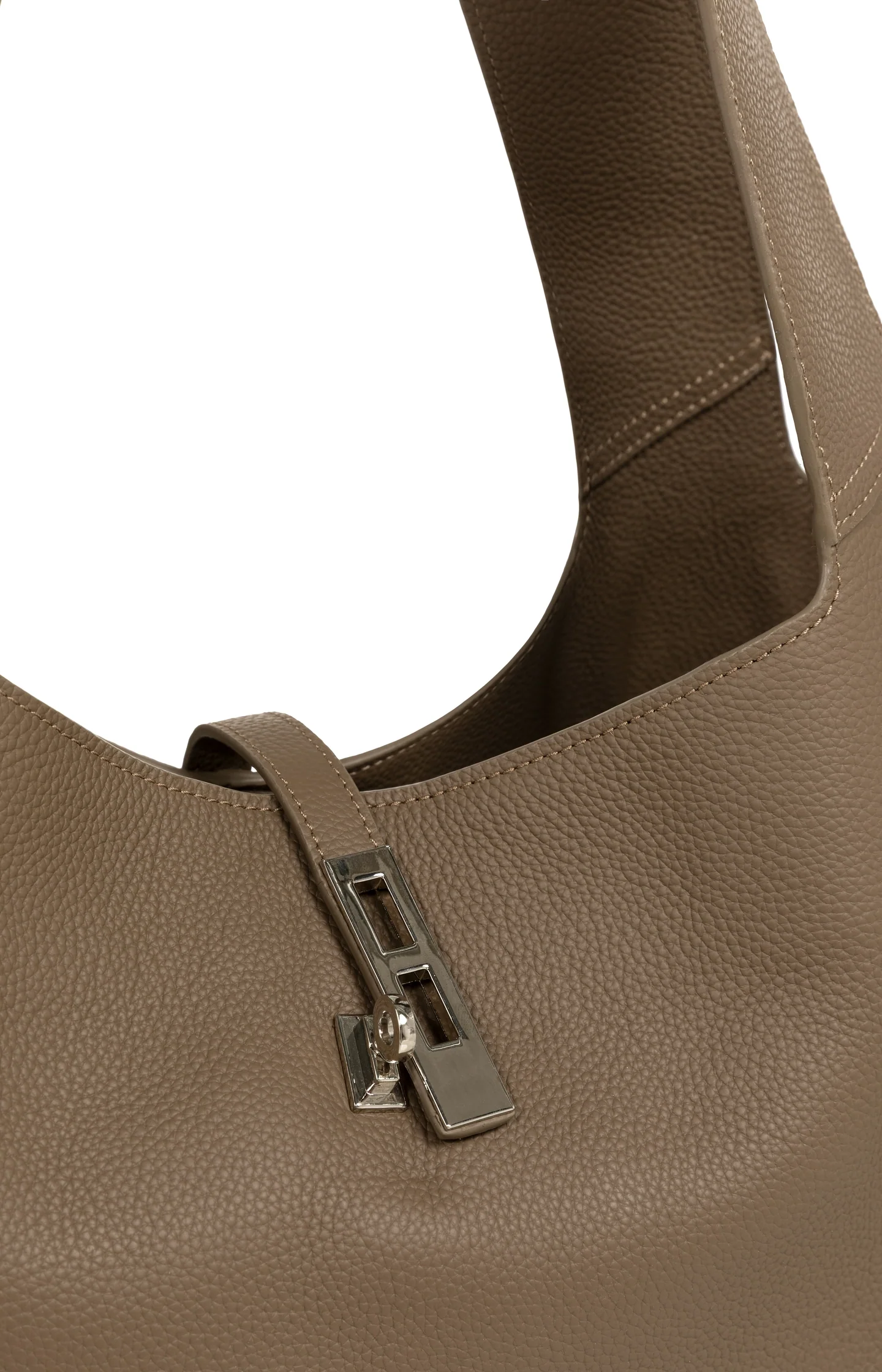 Leather shopper with wide handles and twist lock - Image 3