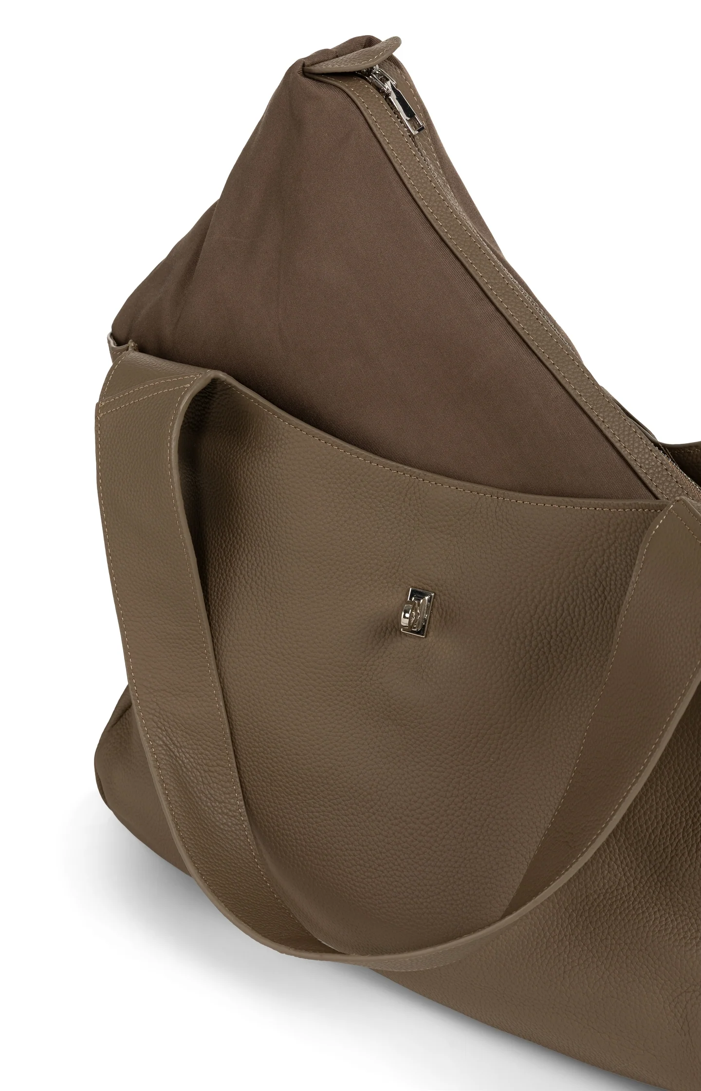 Leather shopper with wide handles and twist lock - Image 4