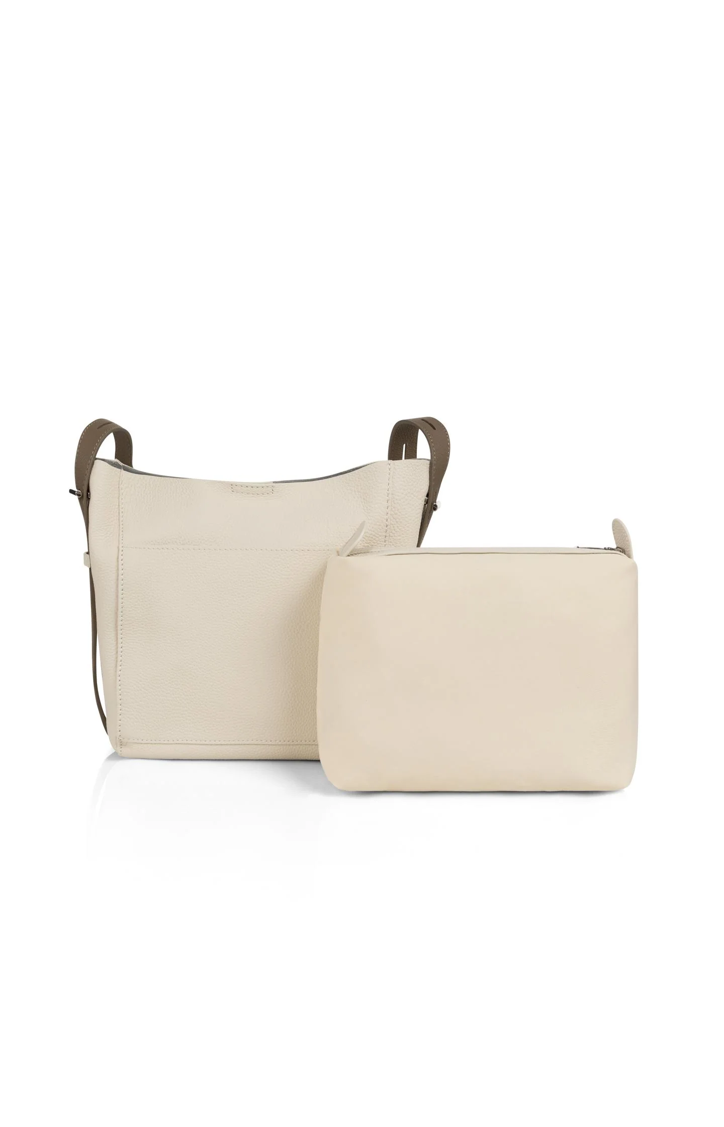 Leather shoulder bag with detachable inner pouch - Image 5