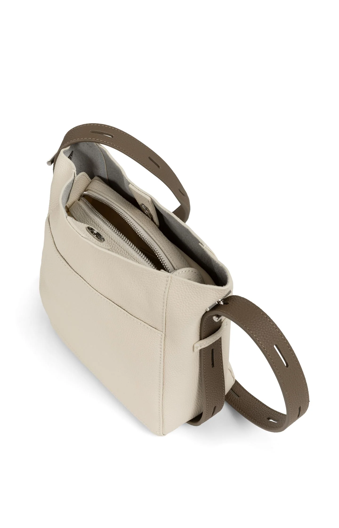 Leather shoulder bag with detachable inner pouch - Image 6