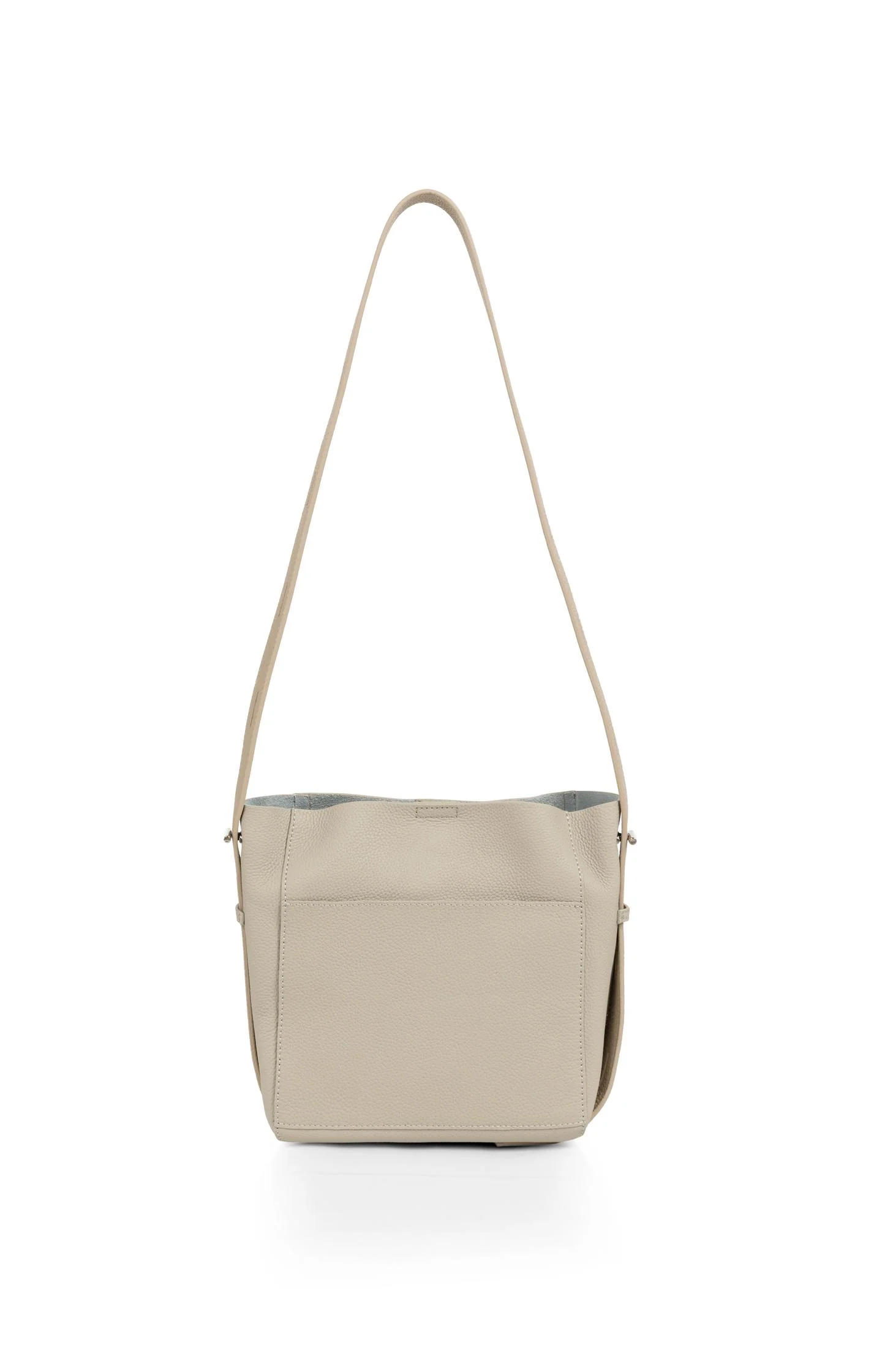 Leather shoulder bag with detachable inner pouch
