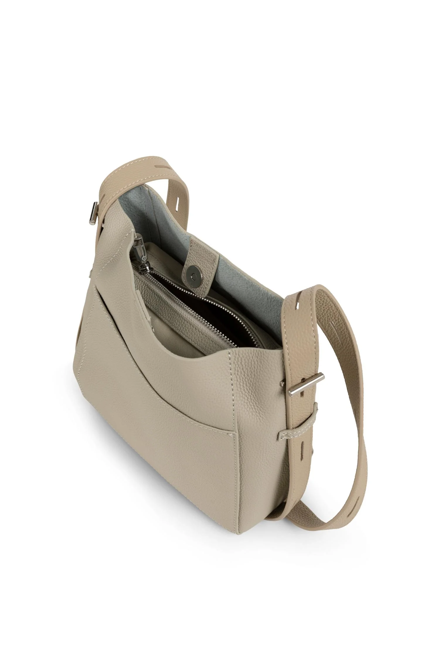Leather shoulder bag with detachable inner pouch - Image 5