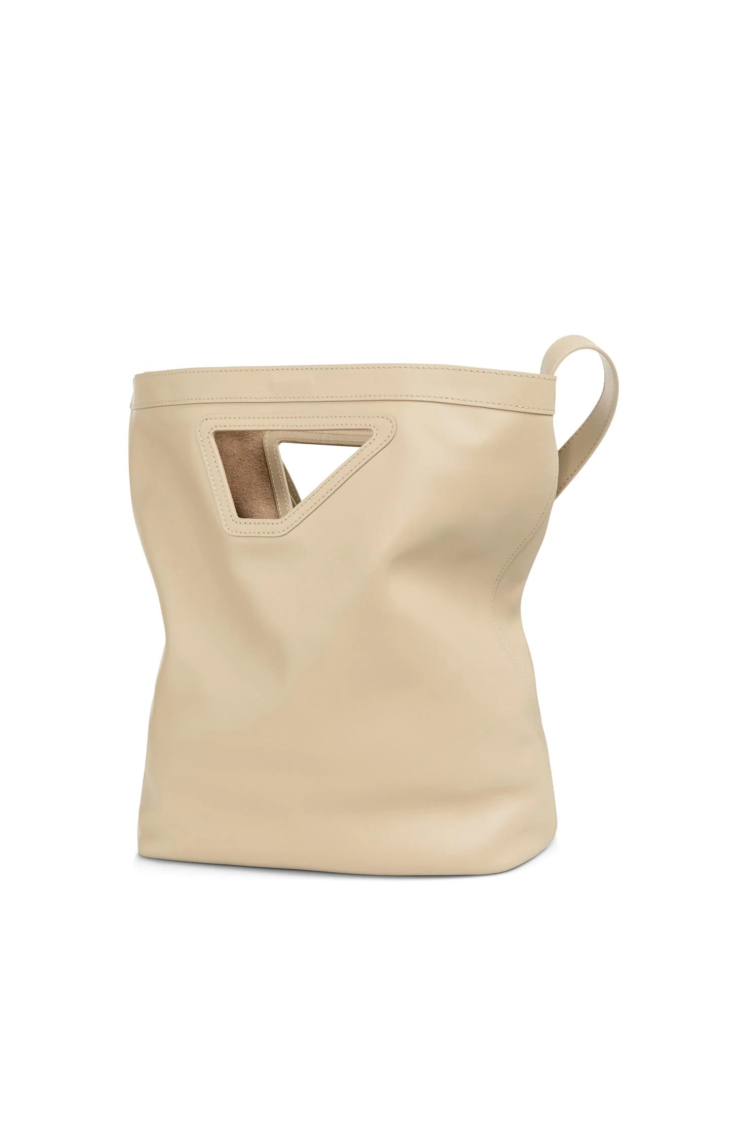 Leather shoulder bag with triangle handle - Image 4