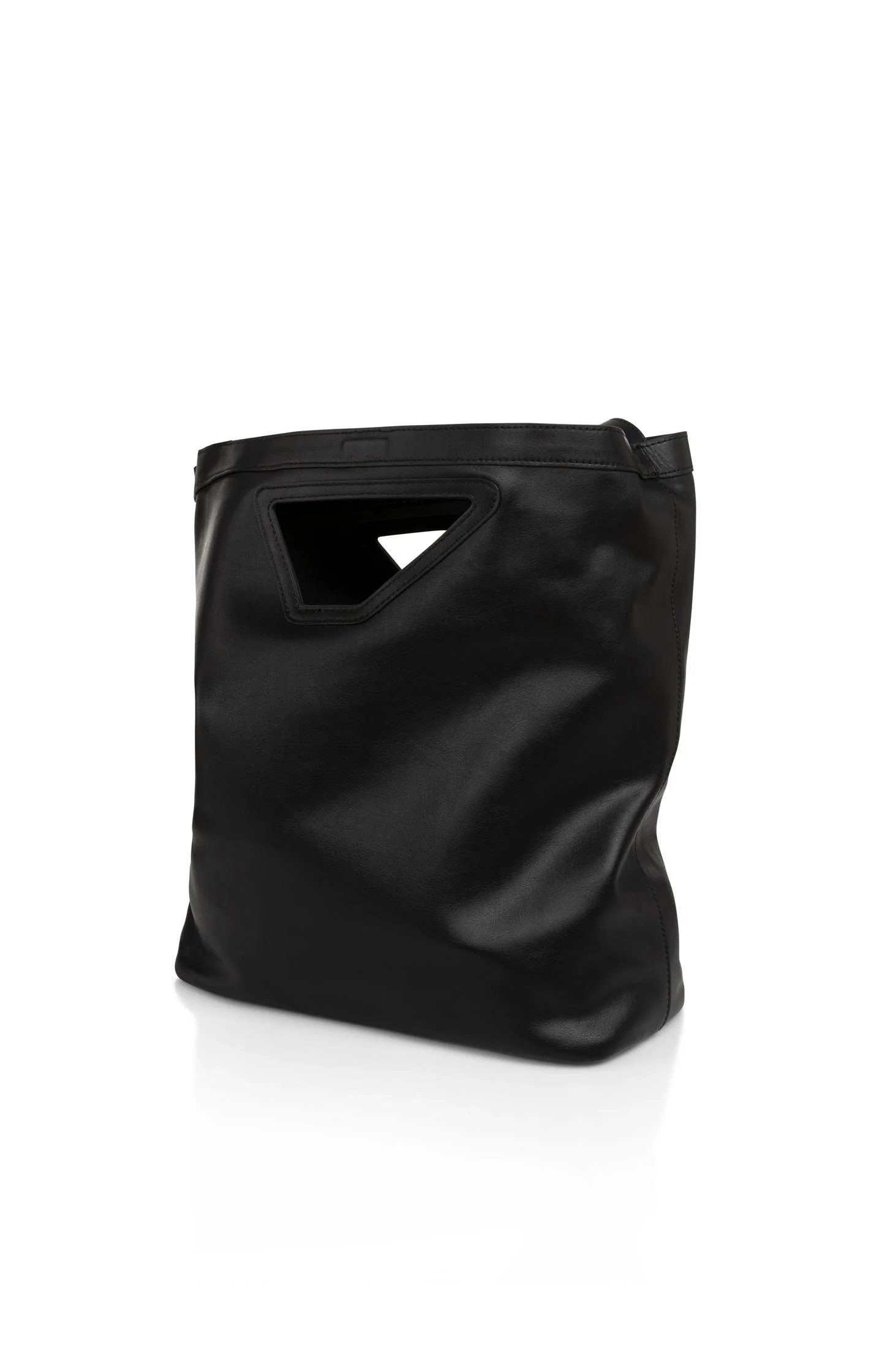 Leather shoulder bag with triangle handle - Image 5