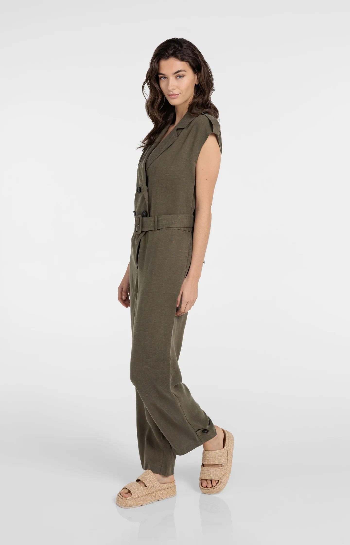 Linen blend jumpsuit with belted waist - Image 5