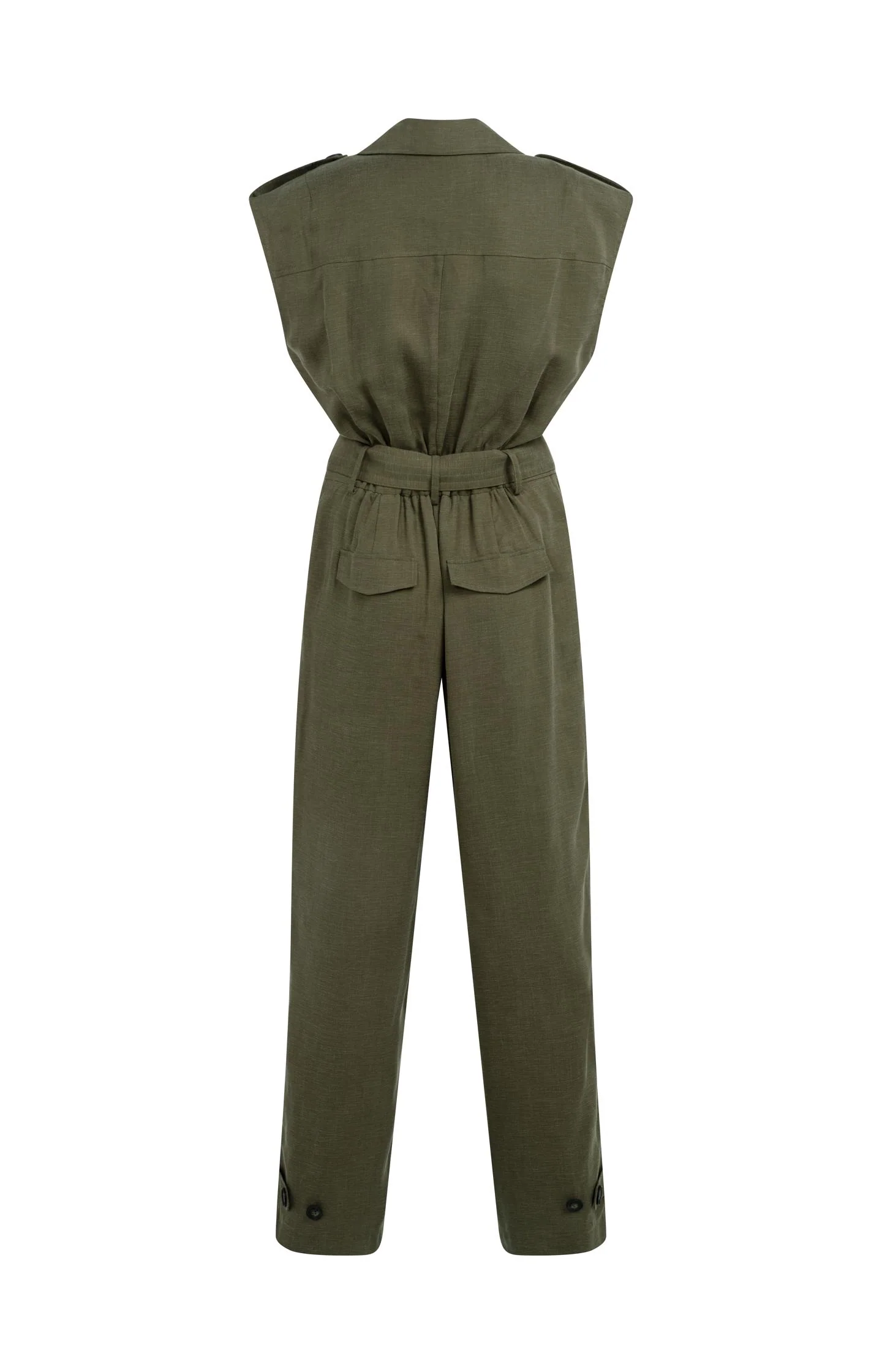 Linen blend jumpsuit with belted waist - Image 9