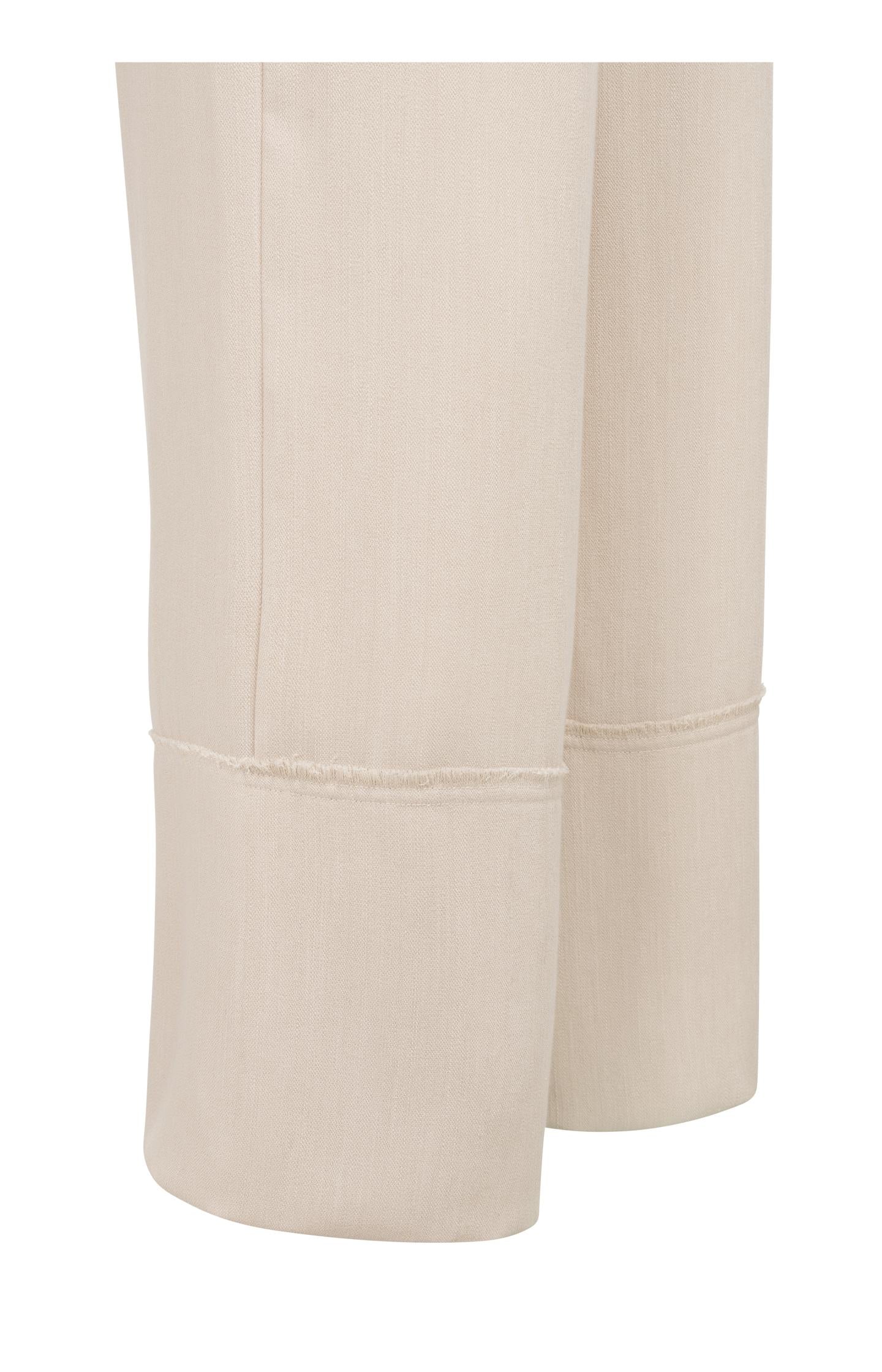 Linen blend trousers with wide legs and fringed details - Image 11