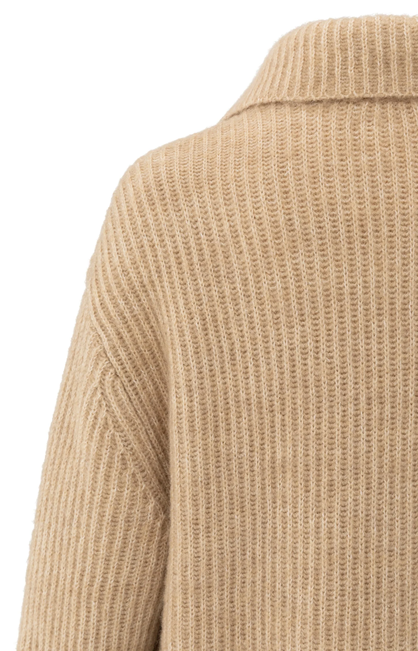 Long heavy knit cardigan with collar and patch pockets - Image 8