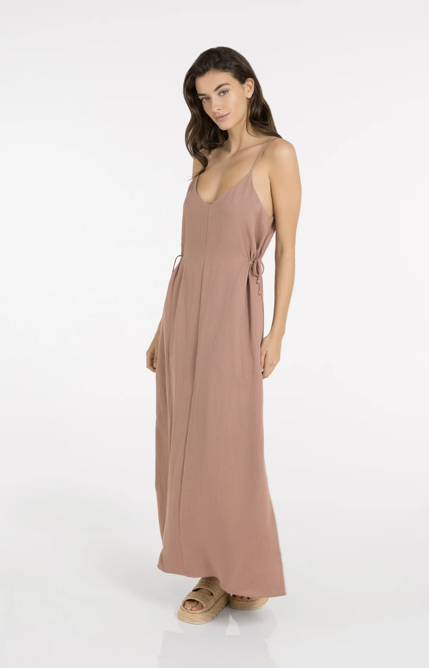 Long strappy dress with drawstrings