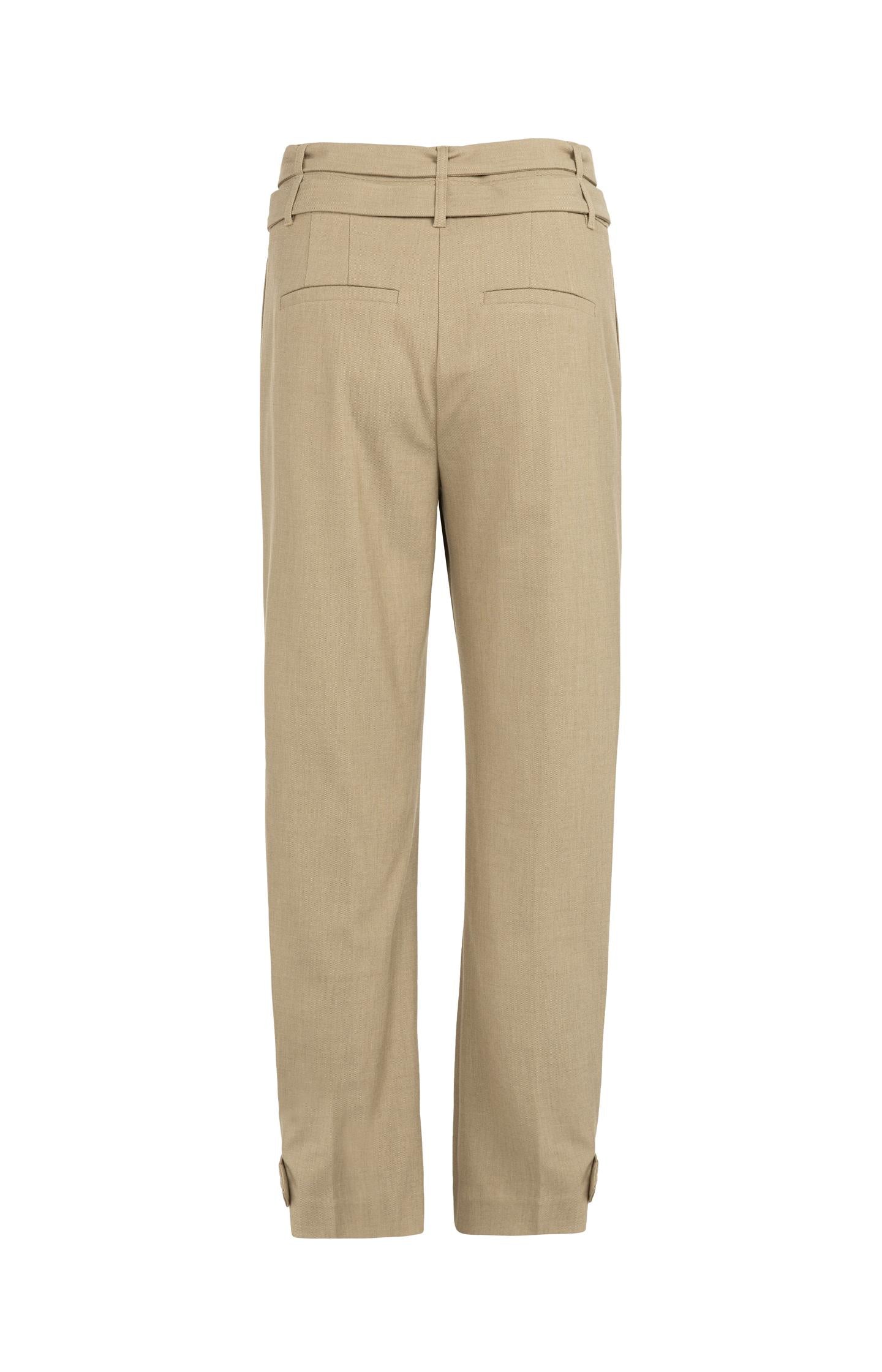 Loose fit trousers with double belt and button detail - Brown - Image 7