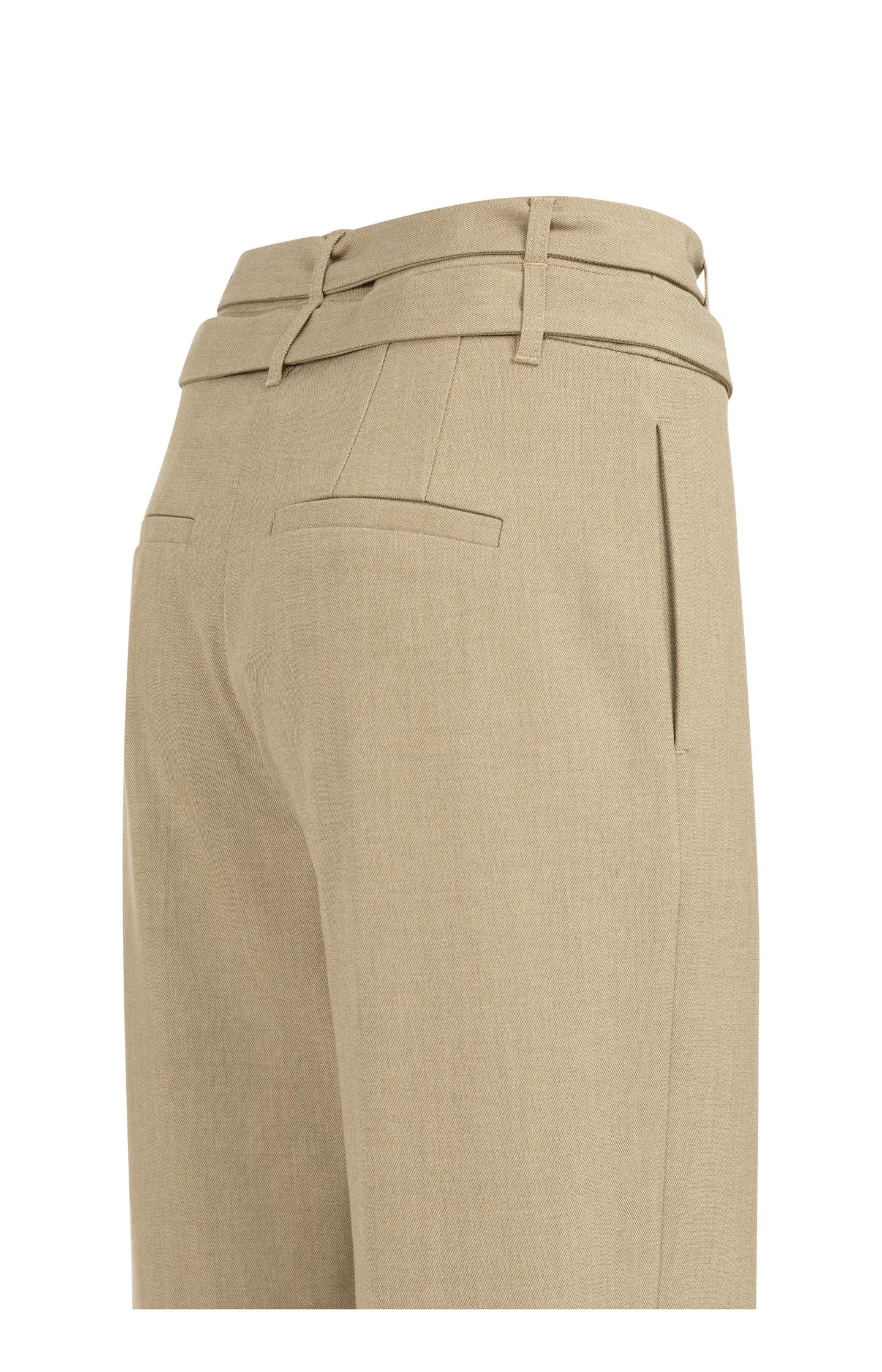 Loose fit trousers with double belt and button detail - Brown - Image 8