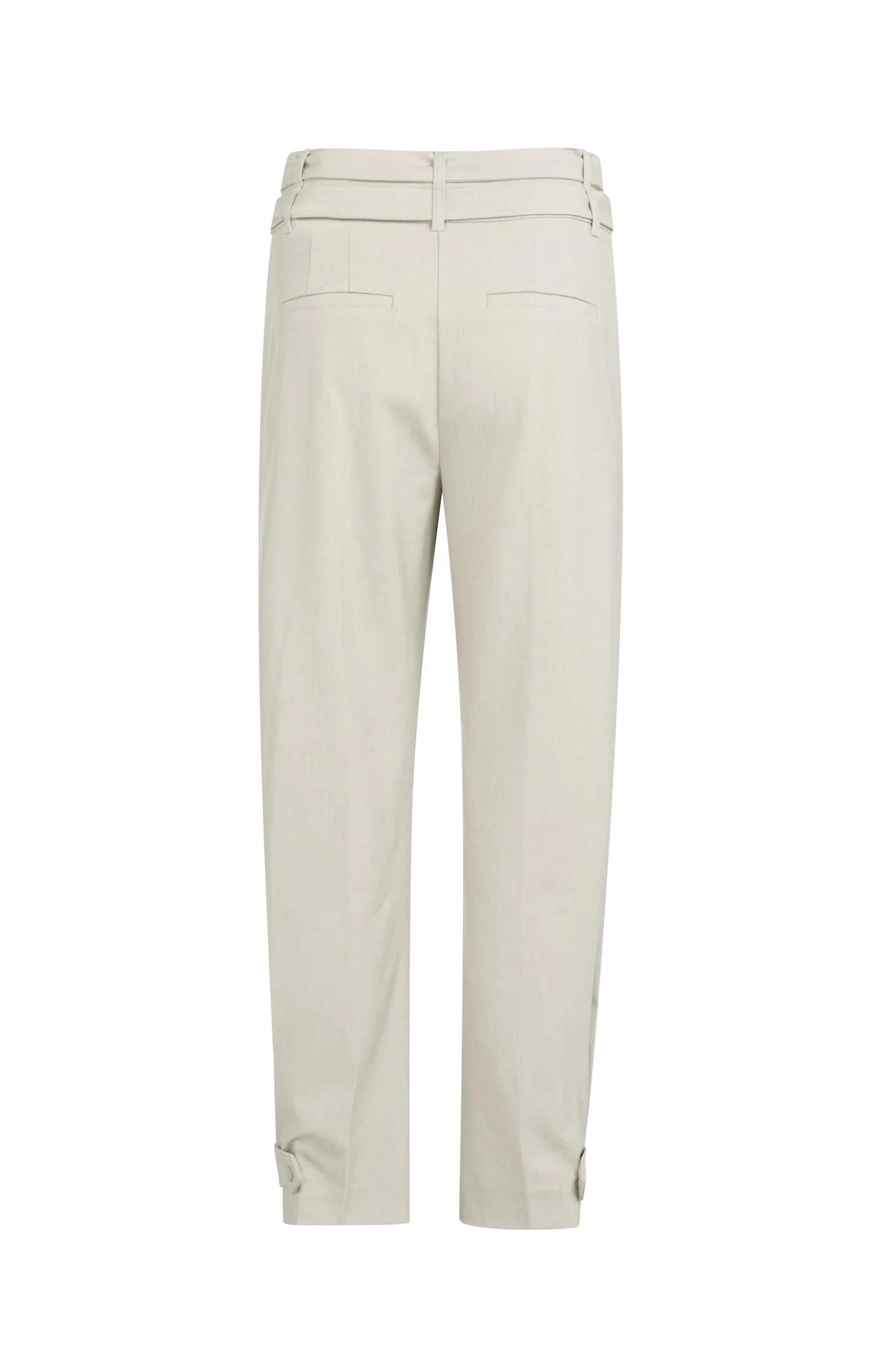 Loose fit trousers with double belt and button detail - Beige - Image 7