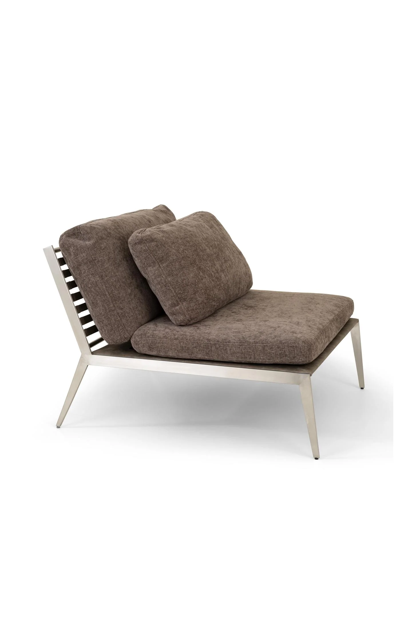 Low lounge chair with steel frame and soft cushions - Image 2