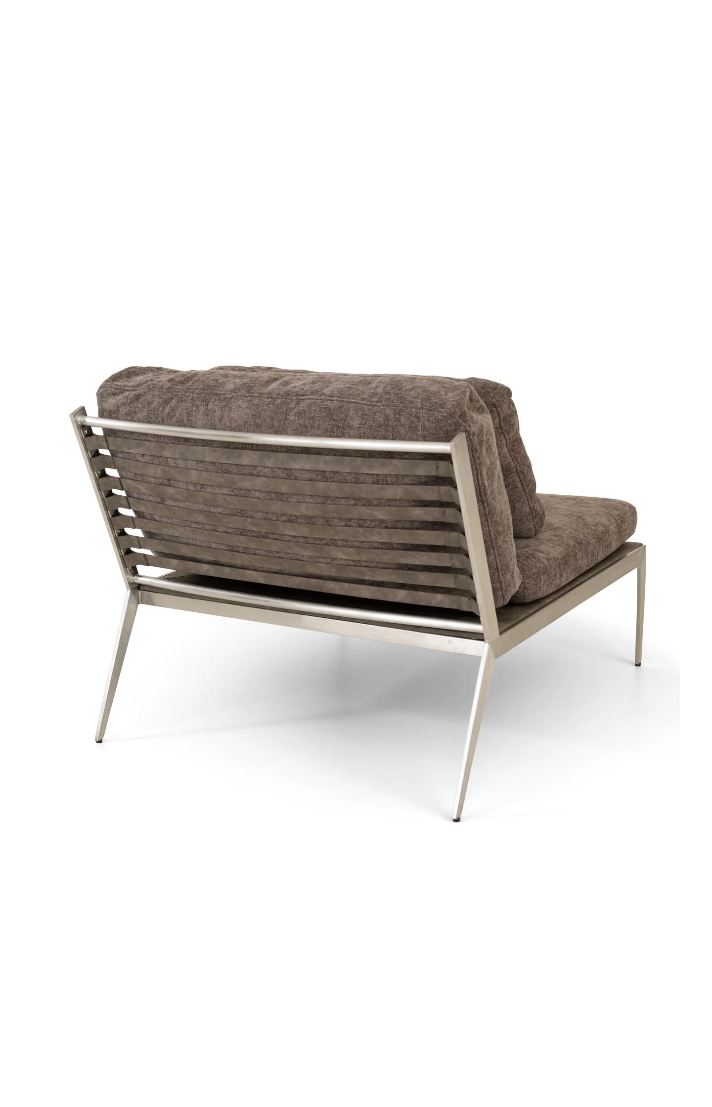 Low lounge chair with steel frame and soft cushions - Image 3