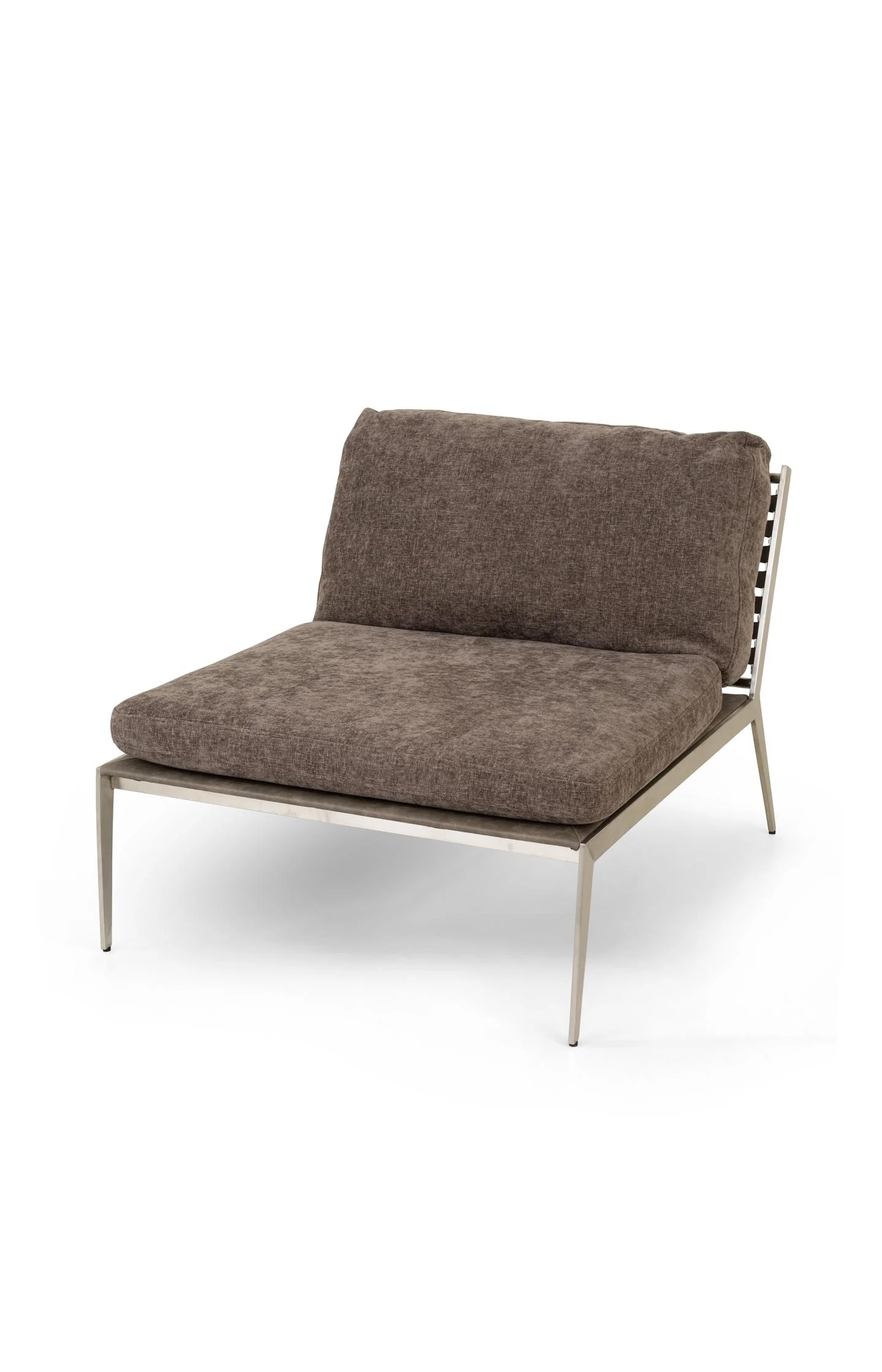 Low lounge chair with steel frame and soft cushions - Image 4