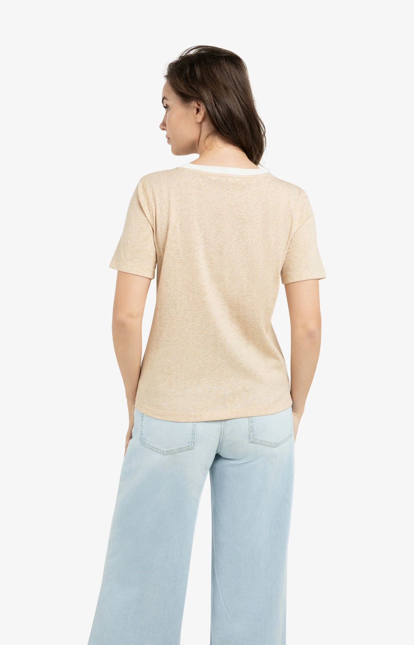 Melange T-shirt with contrasting ribbed trim - Image 4