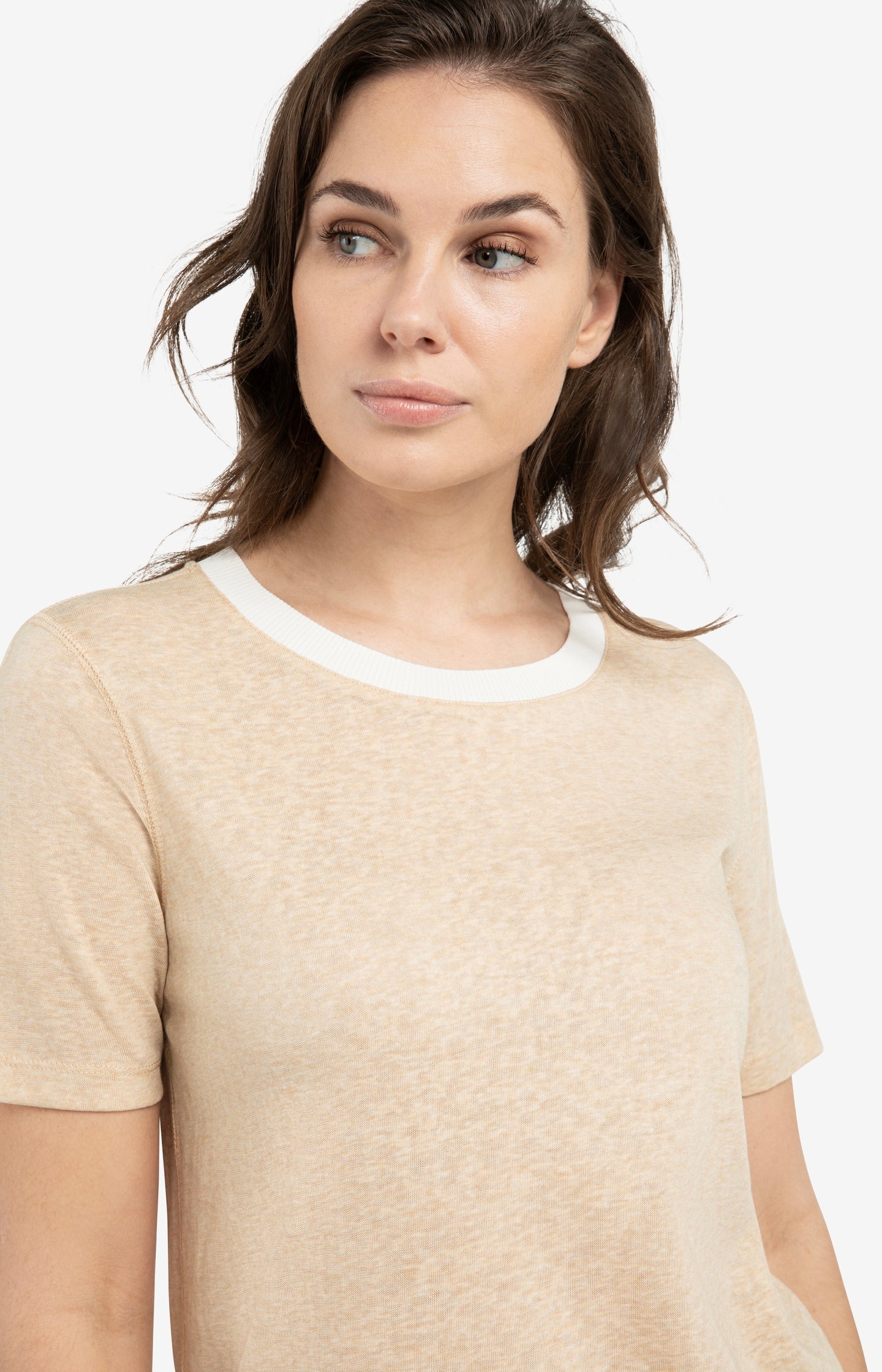 Melange T-shirt with contrasting ribbed trim - Image 5
