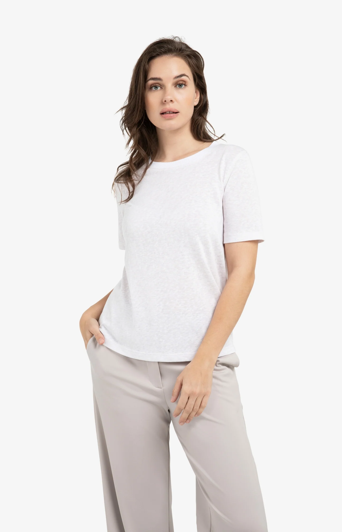 Melange T-shirt with contrasting ribbed trim - Image 3