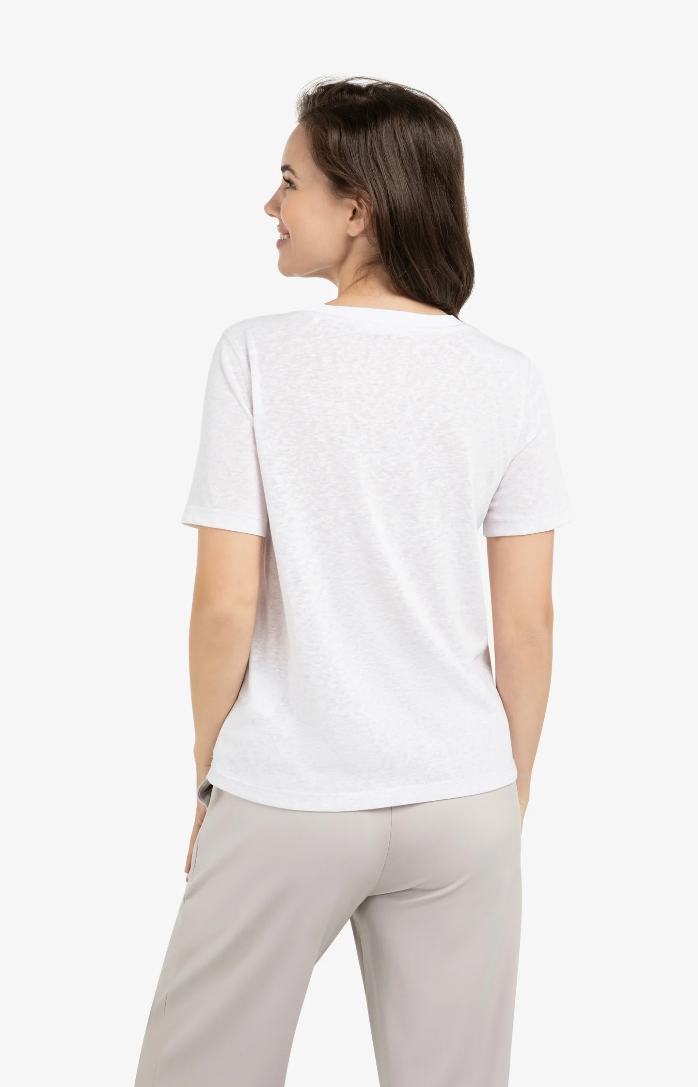 Melange T-shirt with contrasting ribbed trim - Image 4