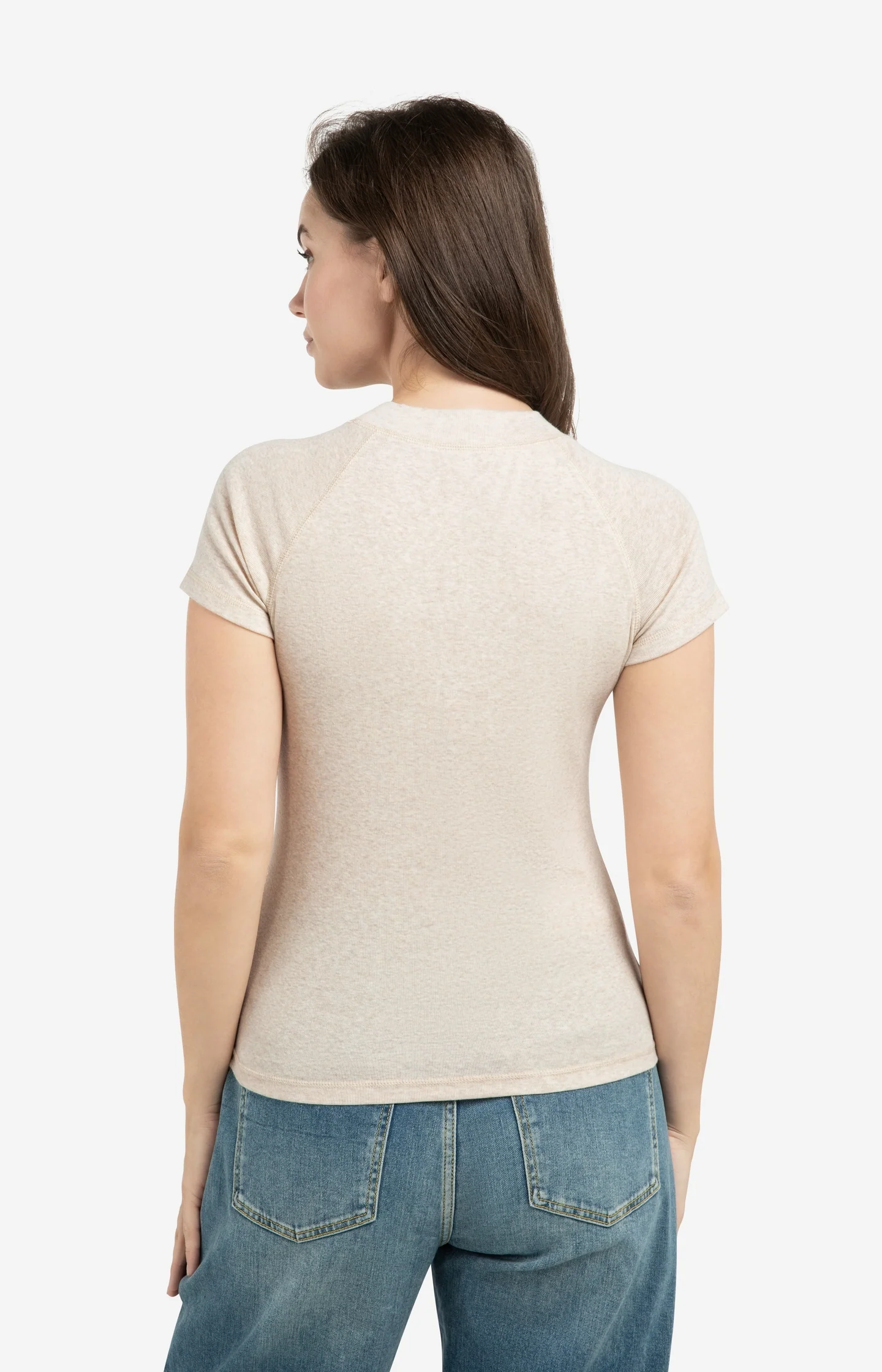 Melange top with short raglan sleeves - Image 3