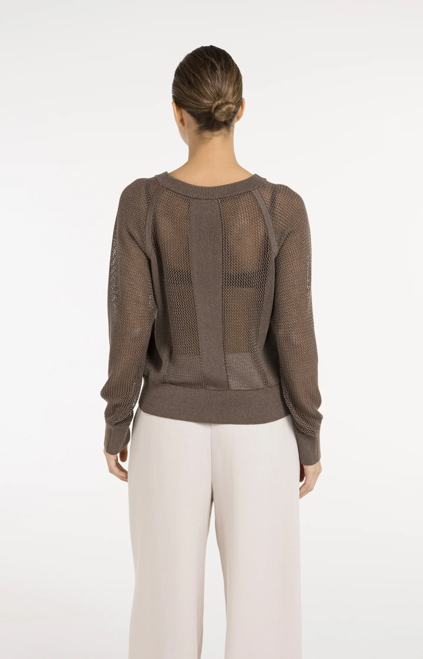 Mesh-stitch knitted sweater with raglan sleeves - Image 4