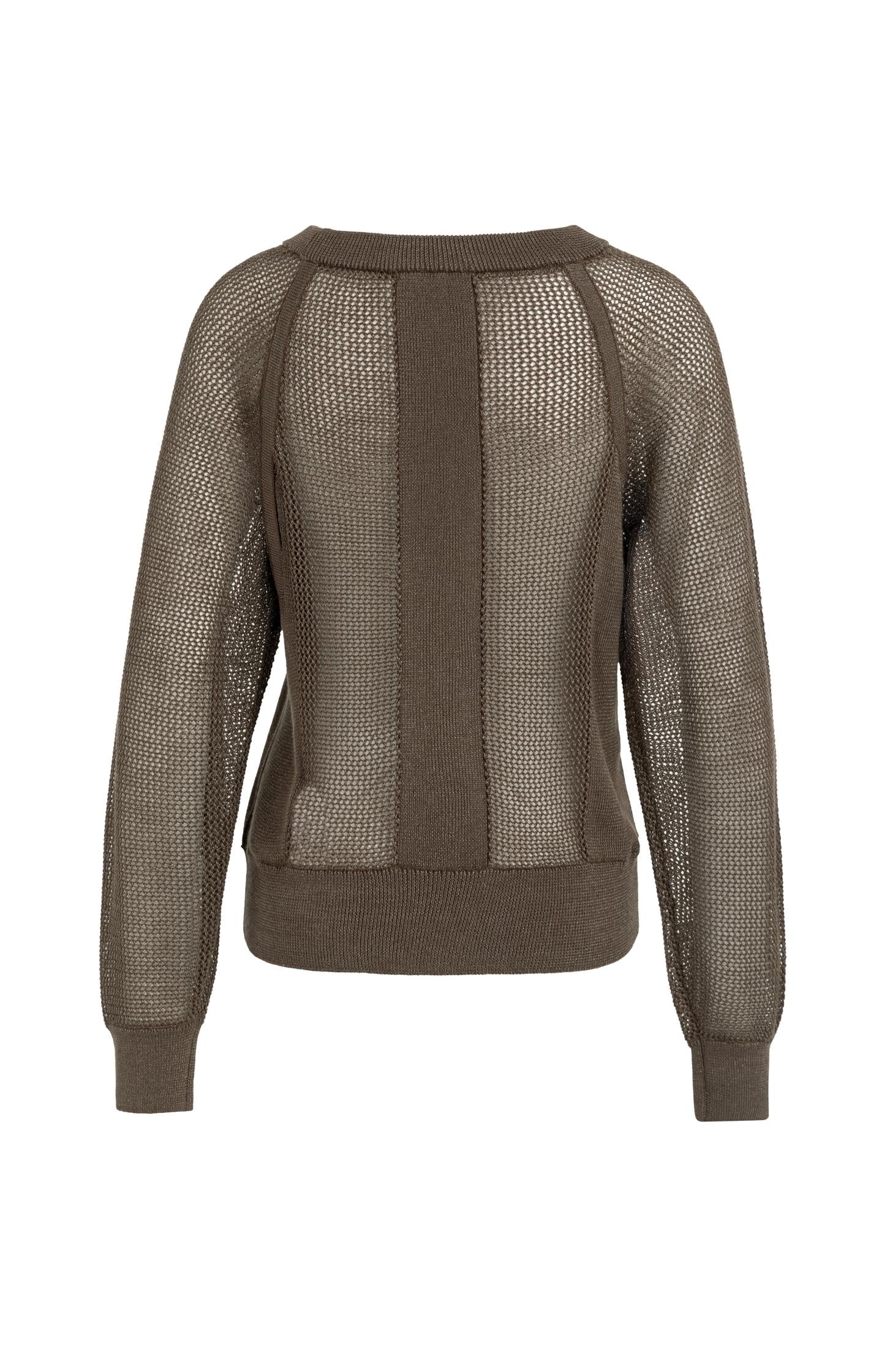 Mesh-stitch knitted sweater with raglan sleeves - Image 8