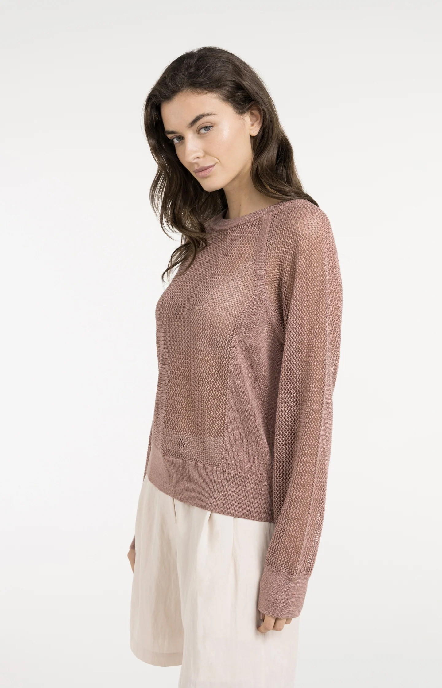 Mesh-stitch knitted sweater with raglan sleeves - Image 4