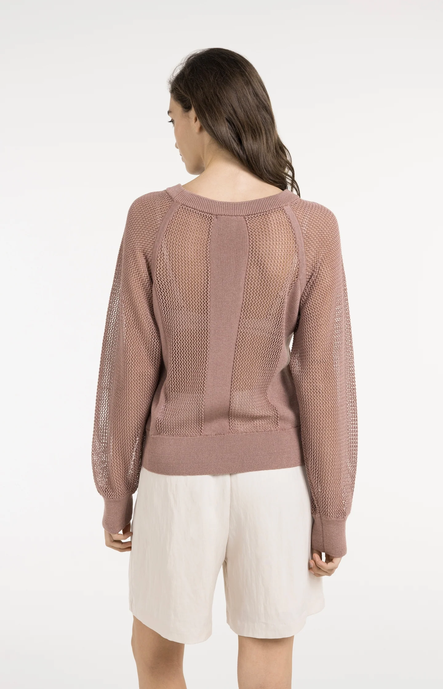 Mesh-stitch knitted sweater with raglan sleeves - Image 5