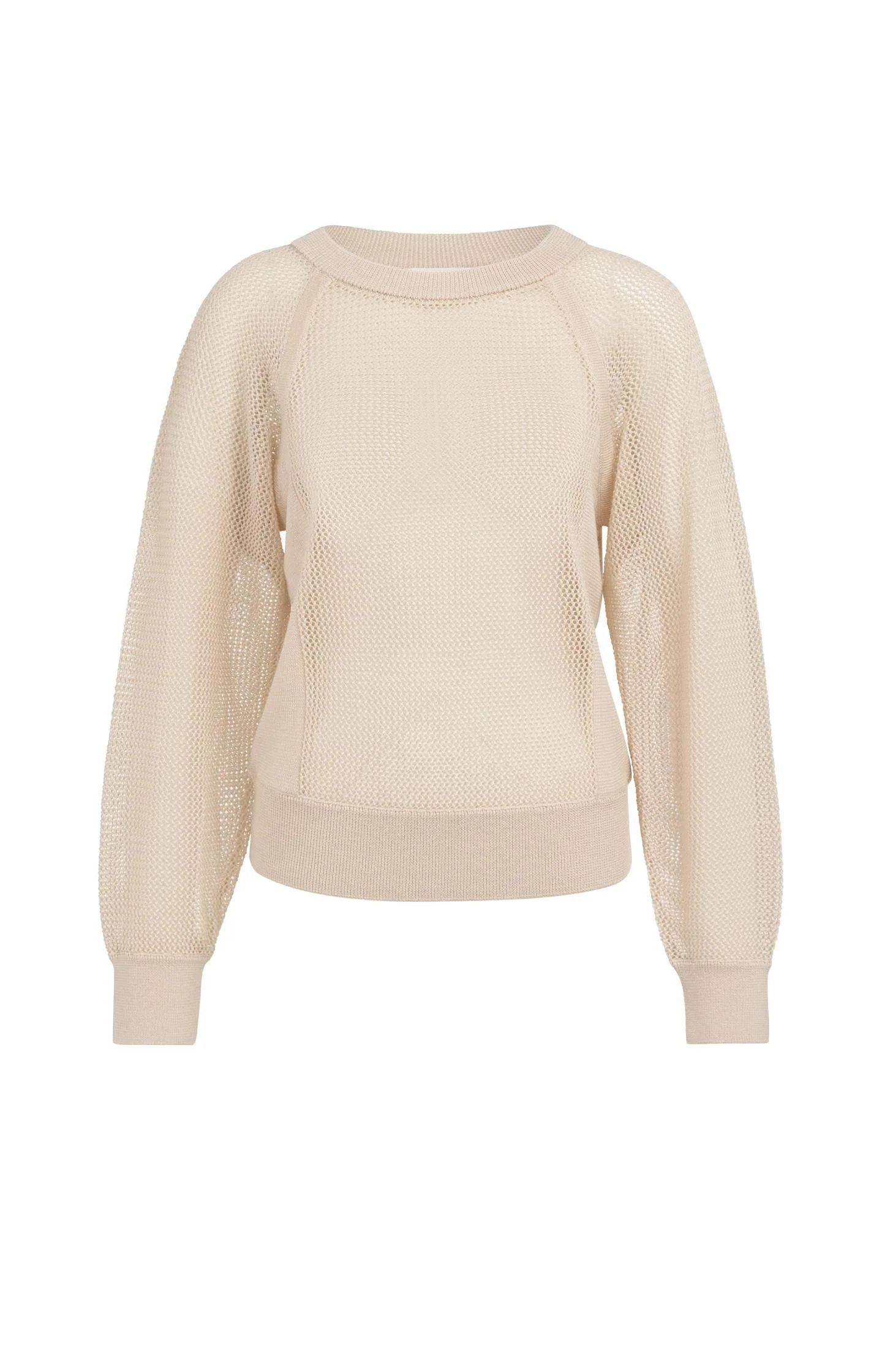 Mesh-stitch knitted sweater with raglan sleeves - Image 2