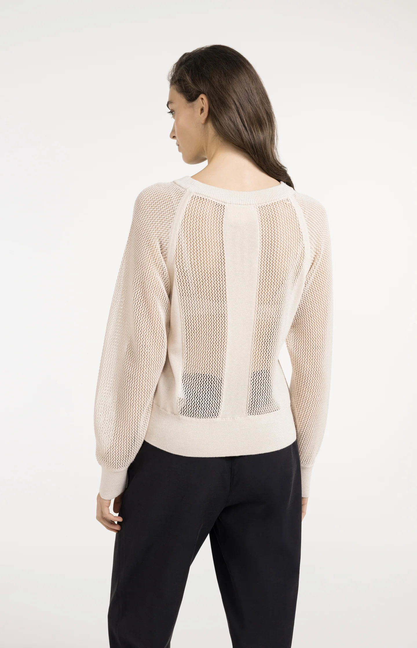 Mesh-stitch knitted sweater with raglan sleeves - Image 4
