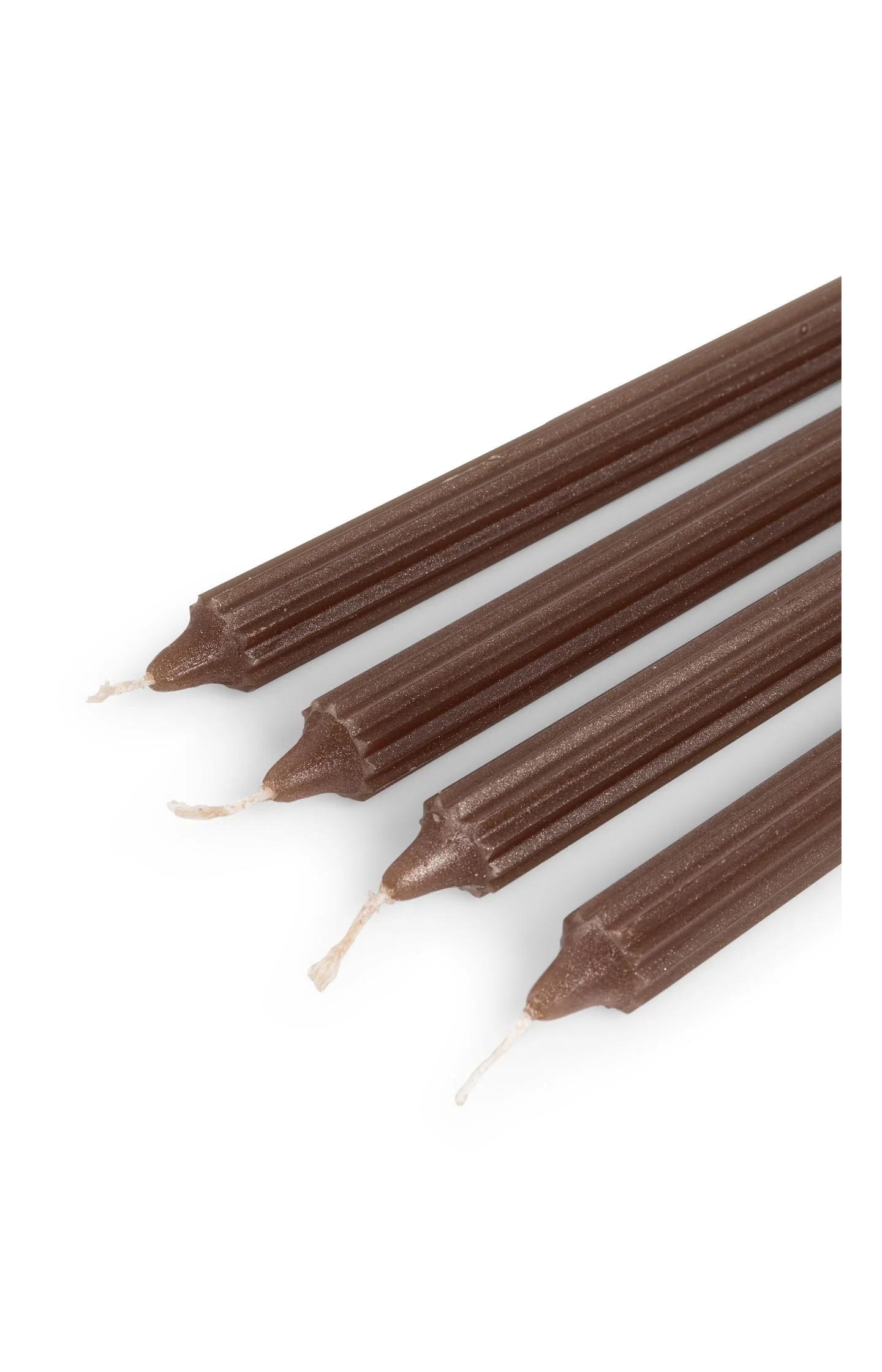 Metallic ribbed dinner candles - set of 4 - Image 2