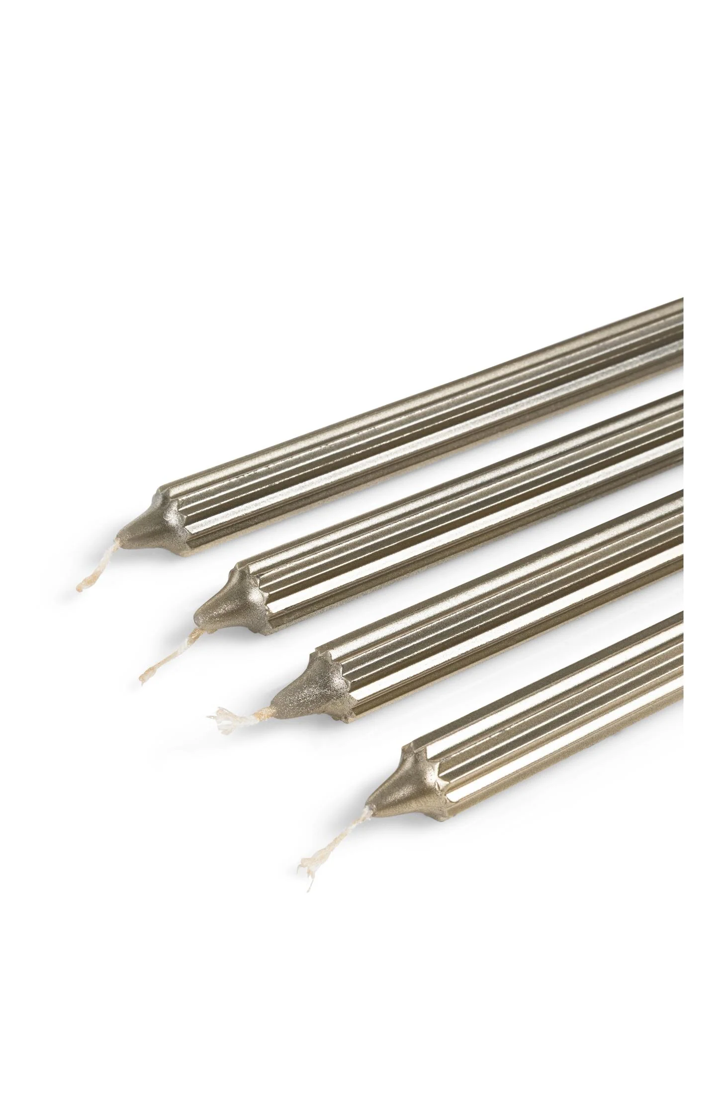 Metallic ribbed dinner candles - set of 4 - Image 2