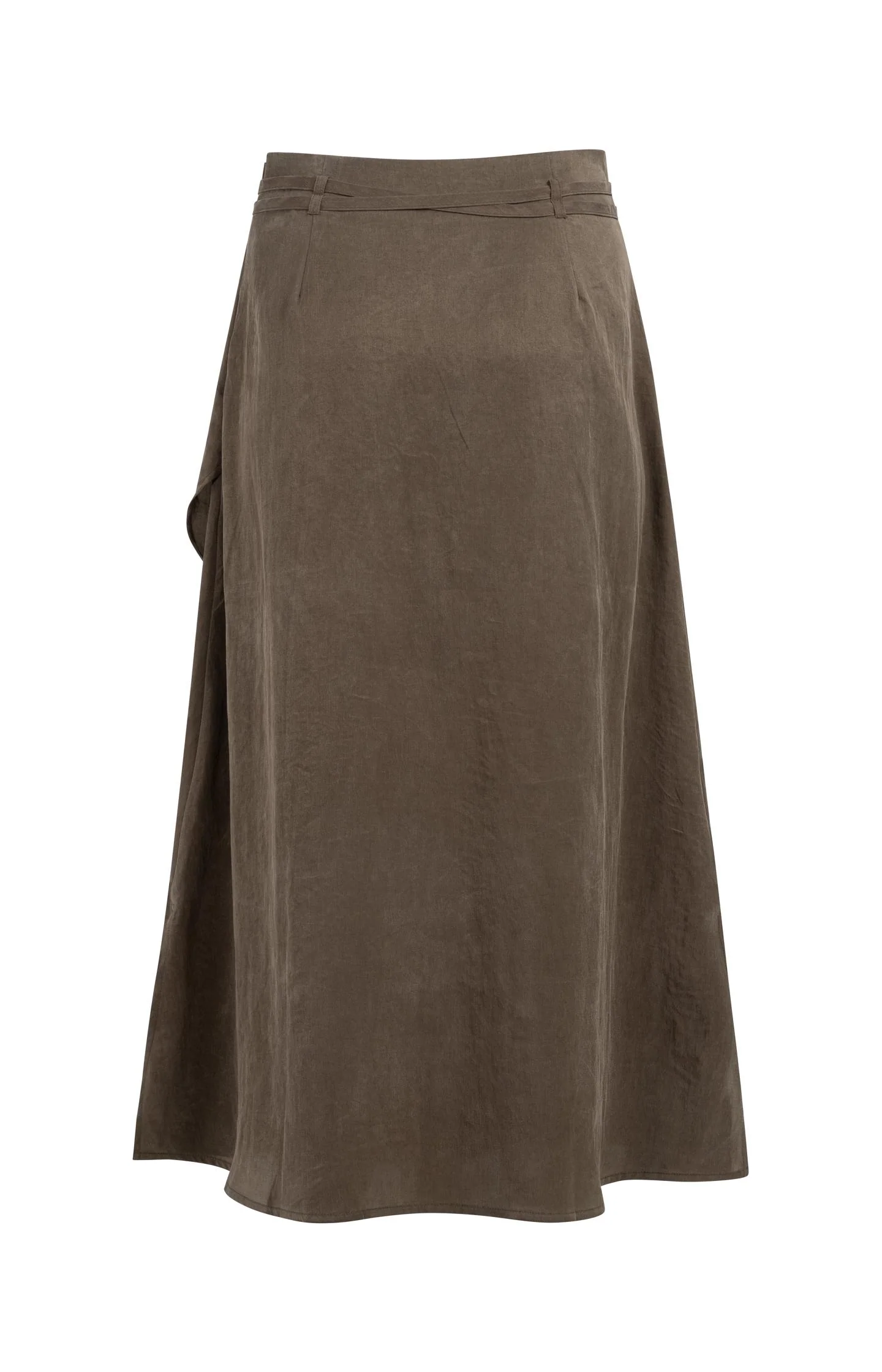 Midi skirt with wrap effect and tie belt - Image 10